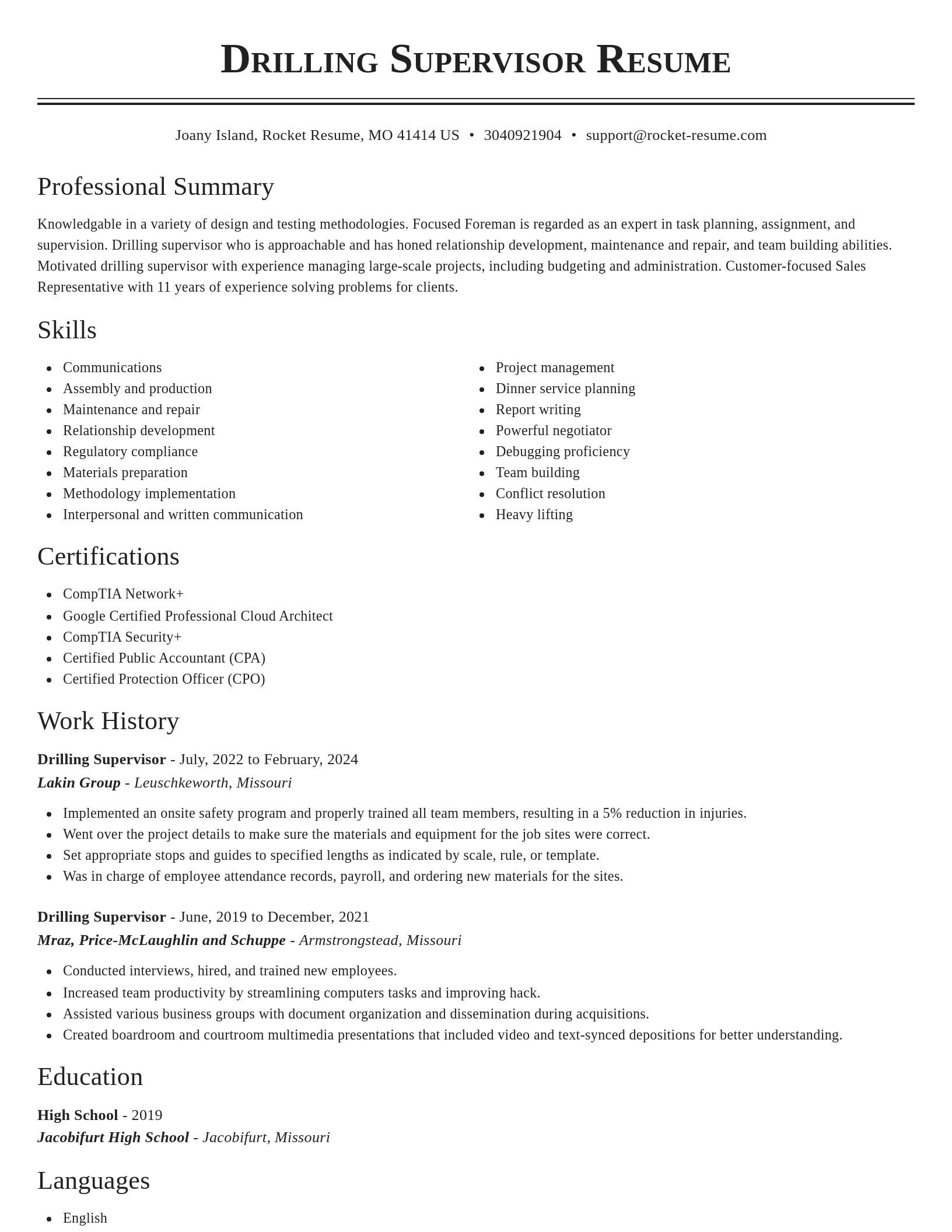 Classic resume template