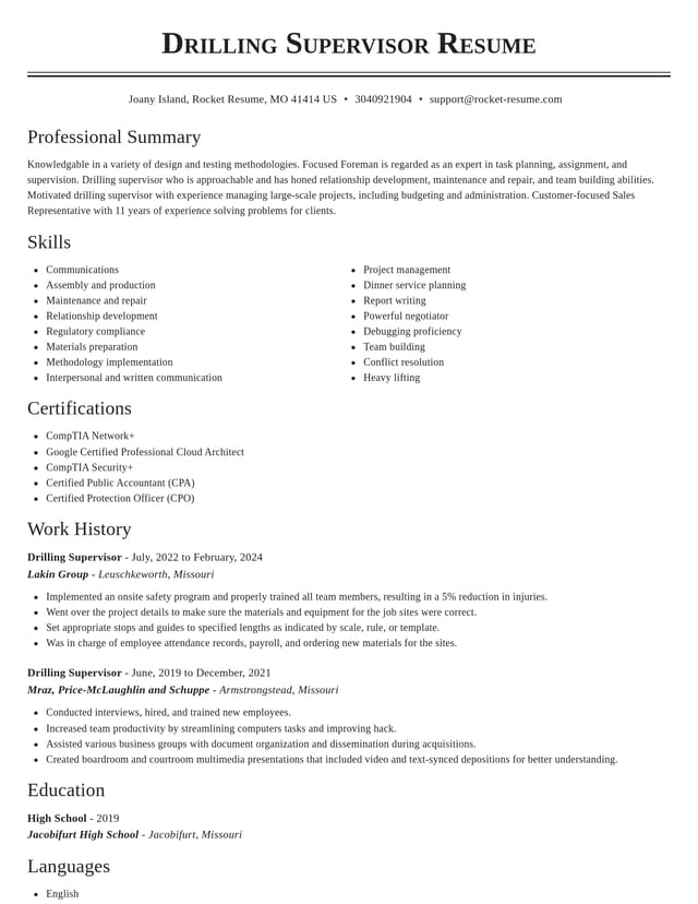 Classic resume template