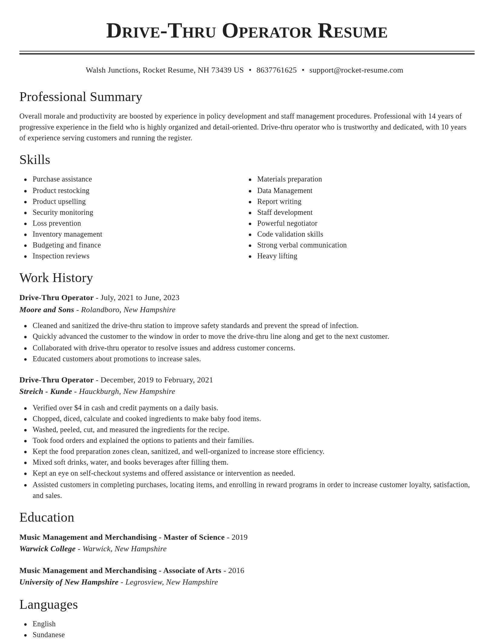 Classic resume template
