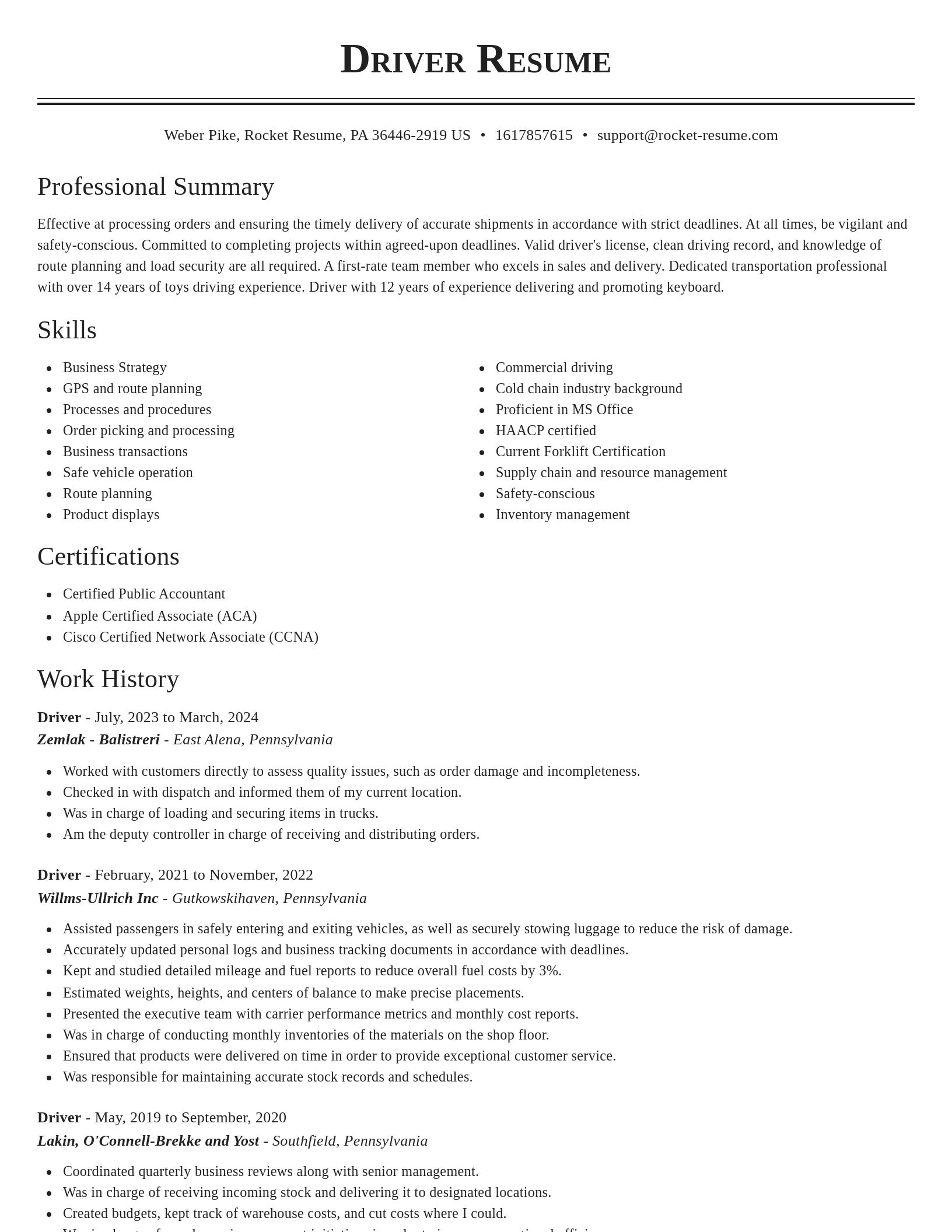 Classic resume template
