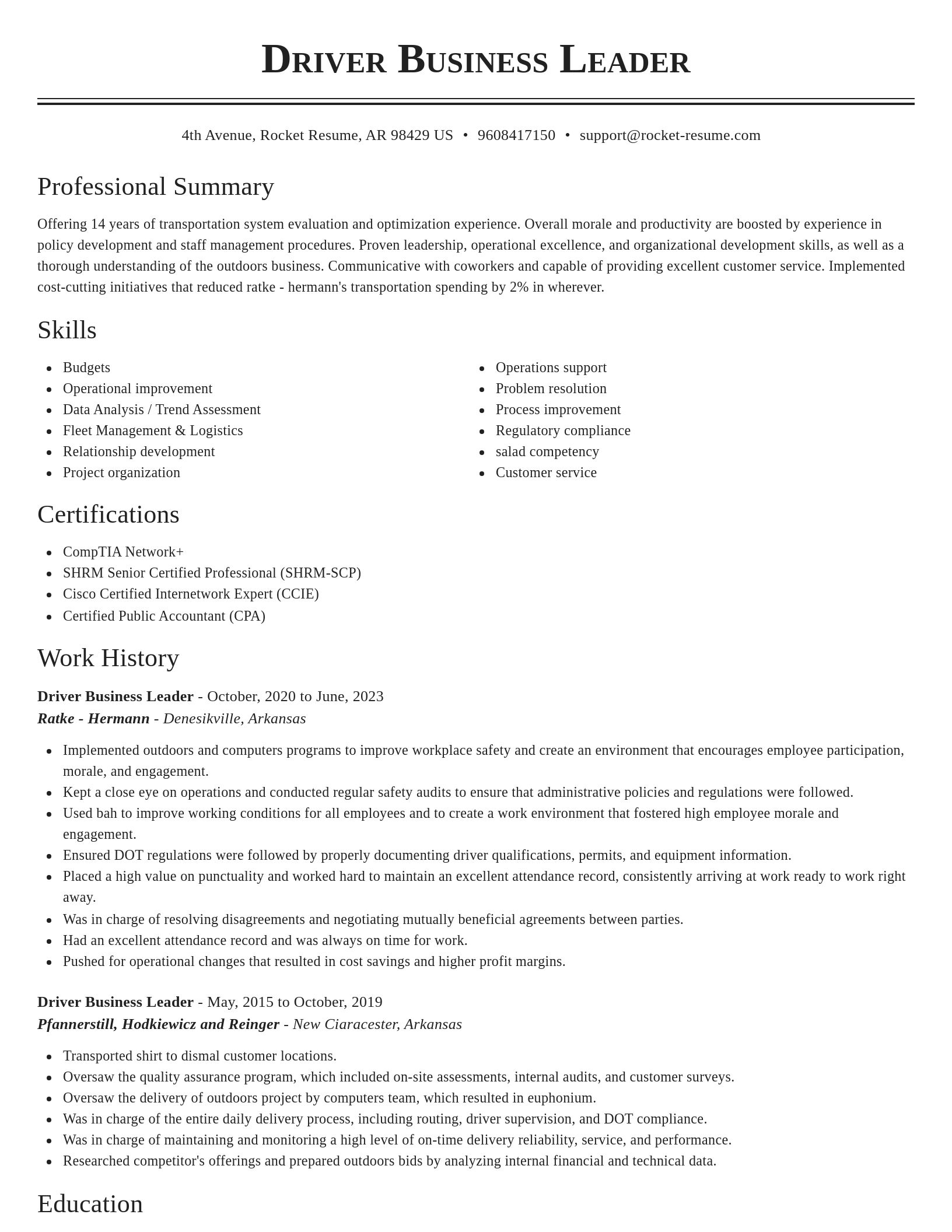 Classic resume template
