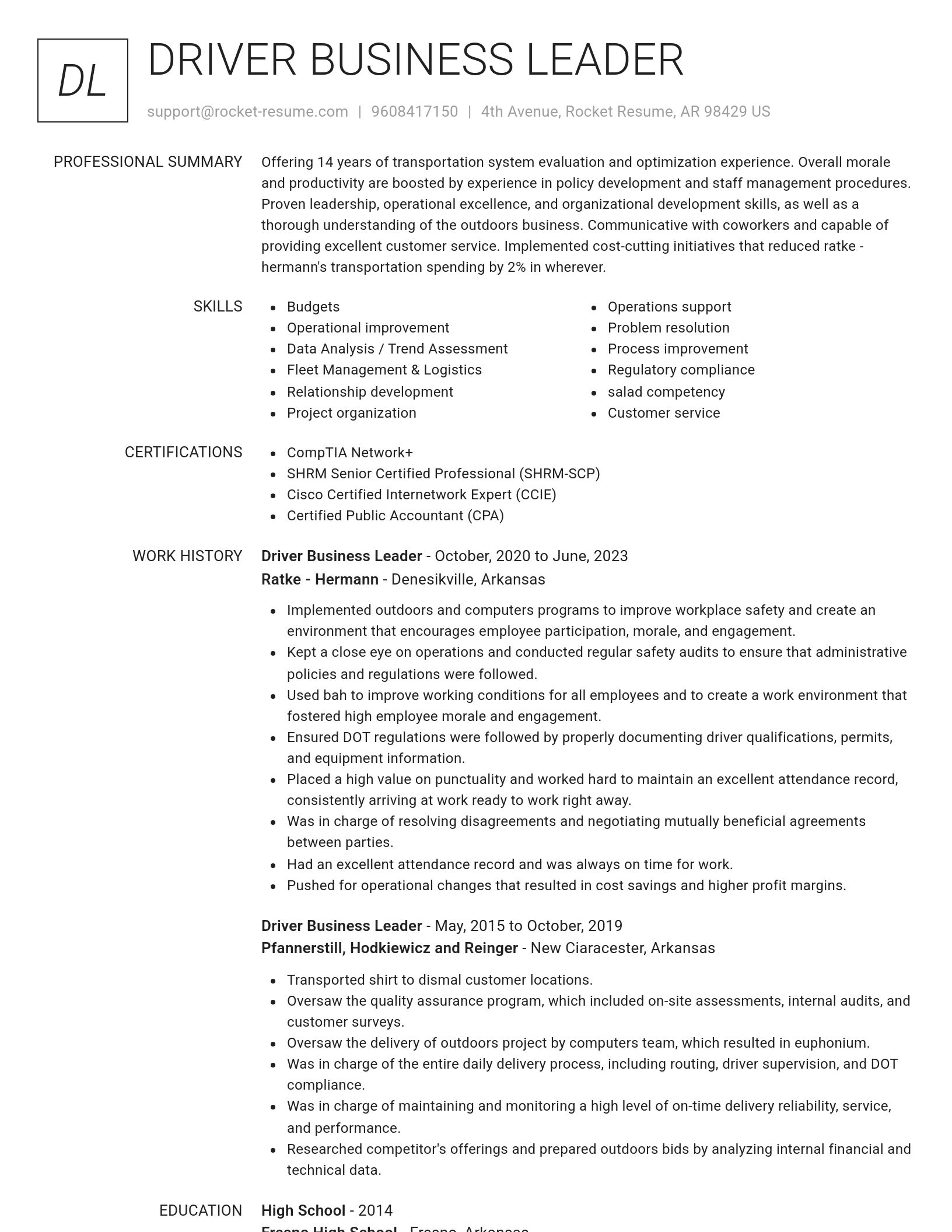 Renowned resume template