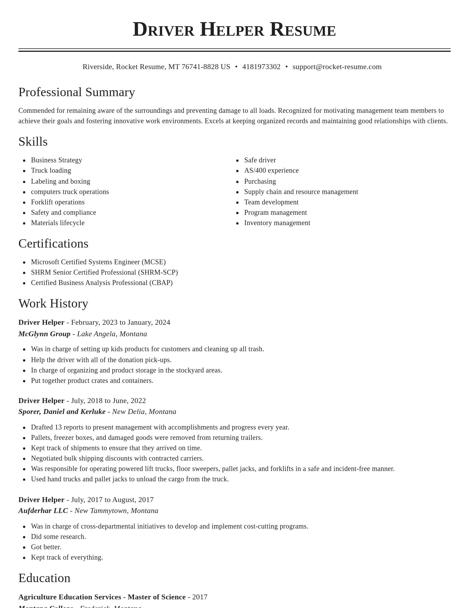 Classic resume template