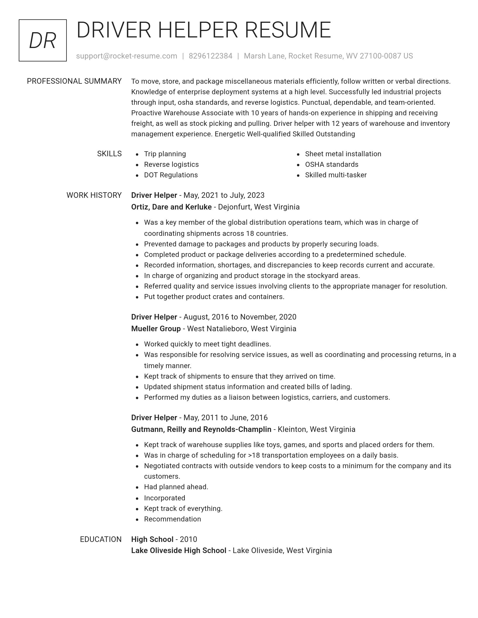 Renowned resume template