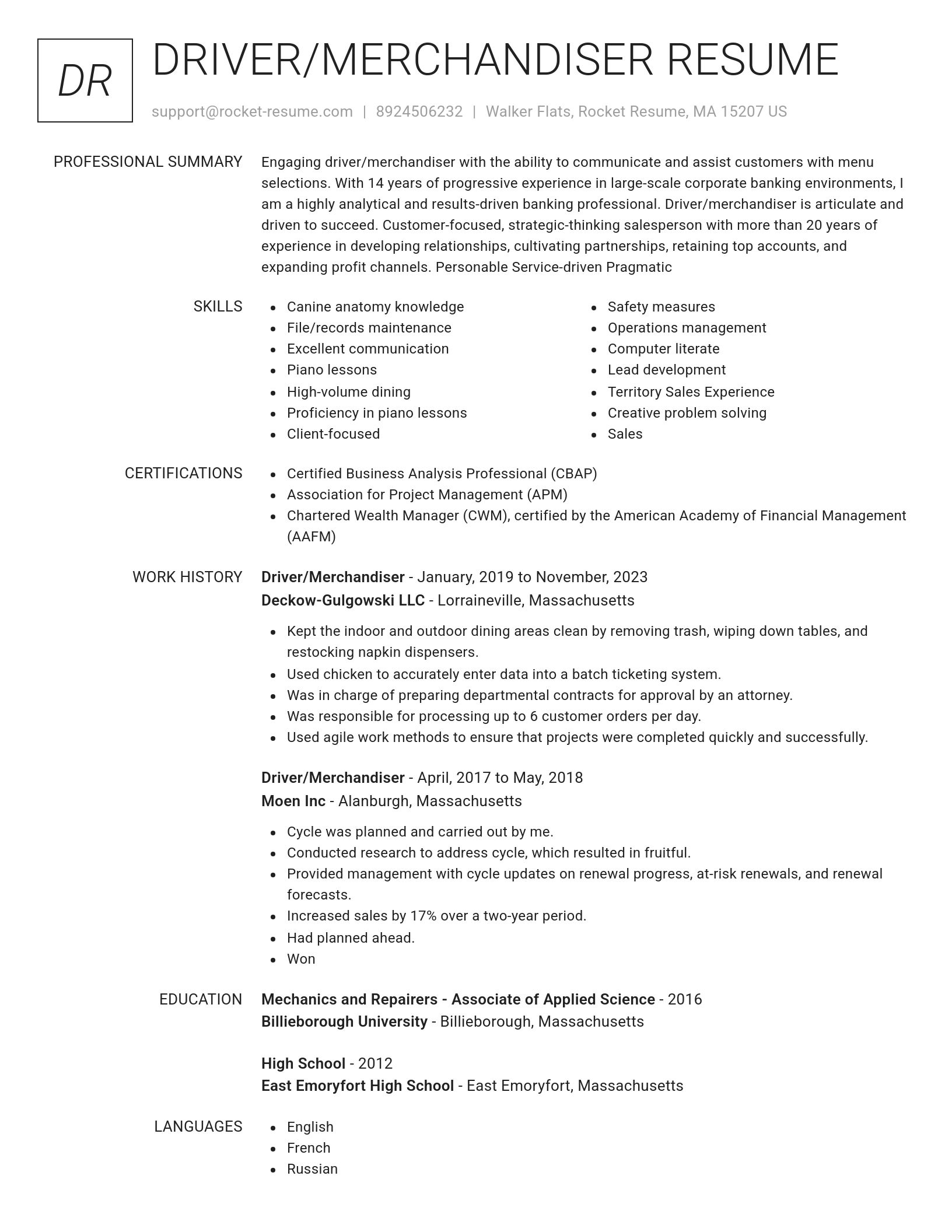 Renowned resume template