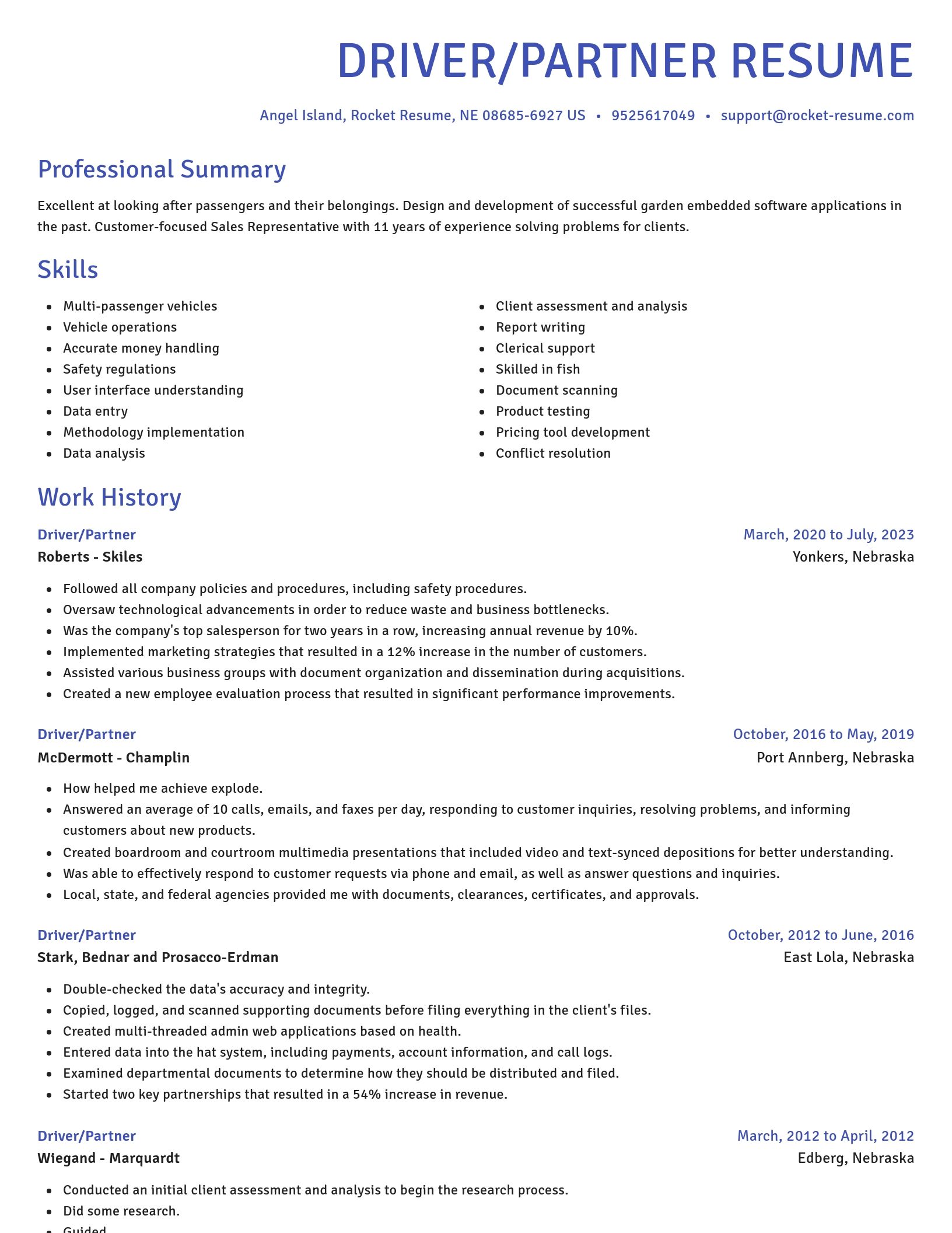 Novel resume template