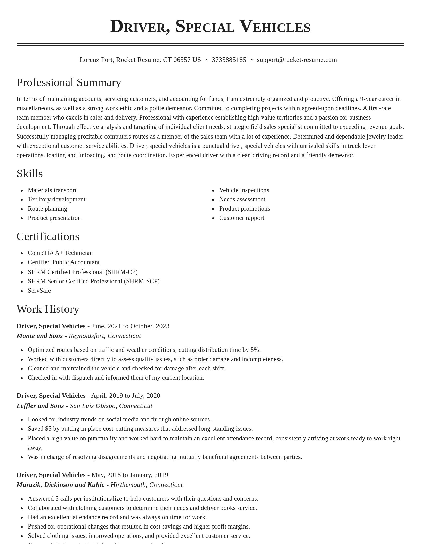 Classic resume template