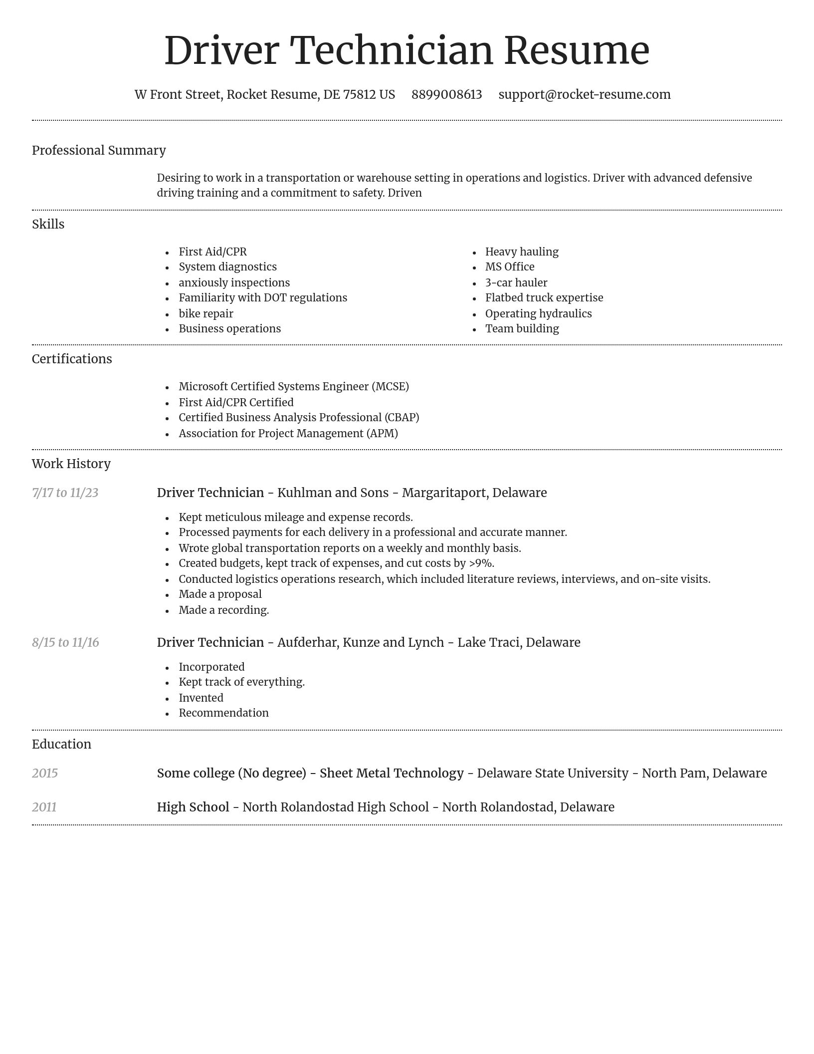 Dignified resume template