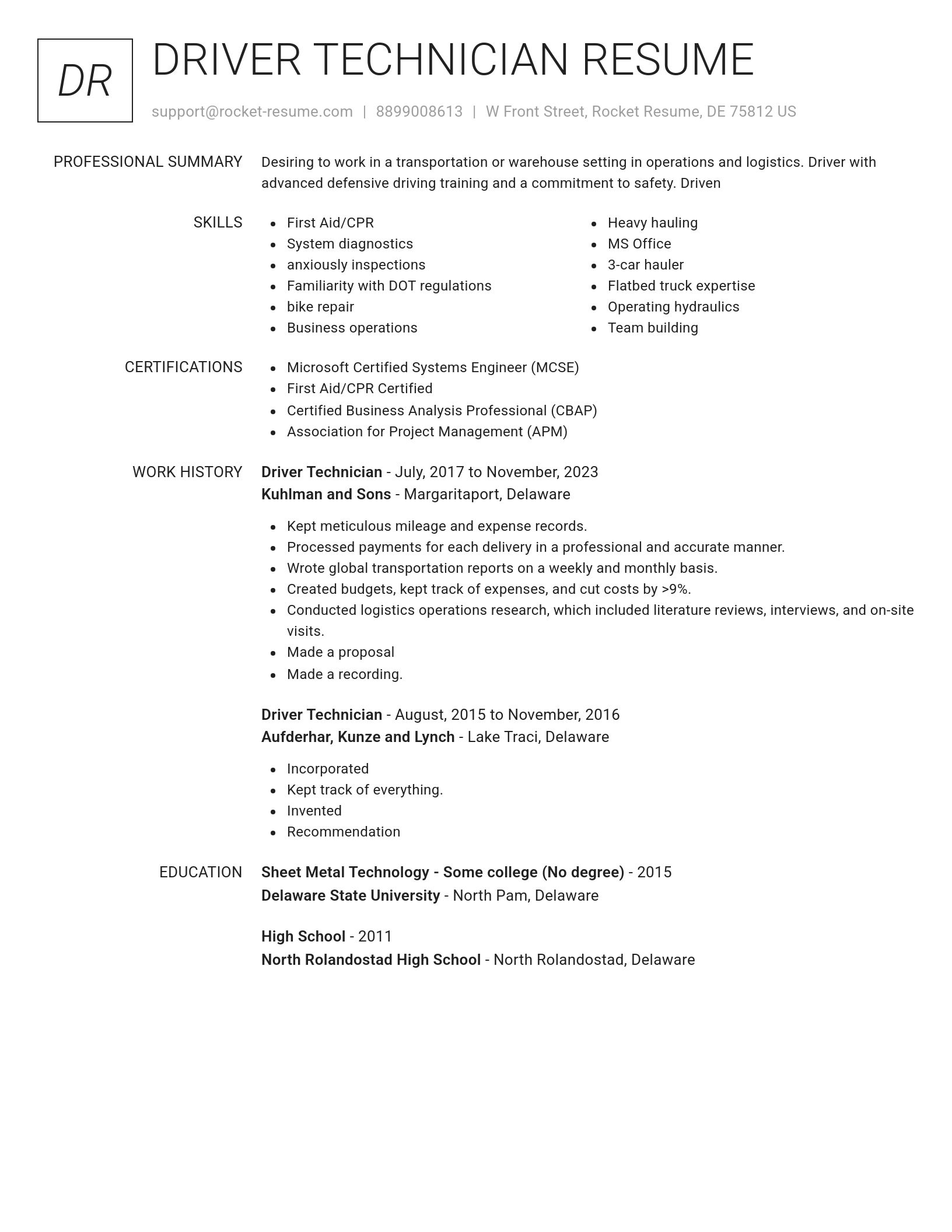 Renowned resume template