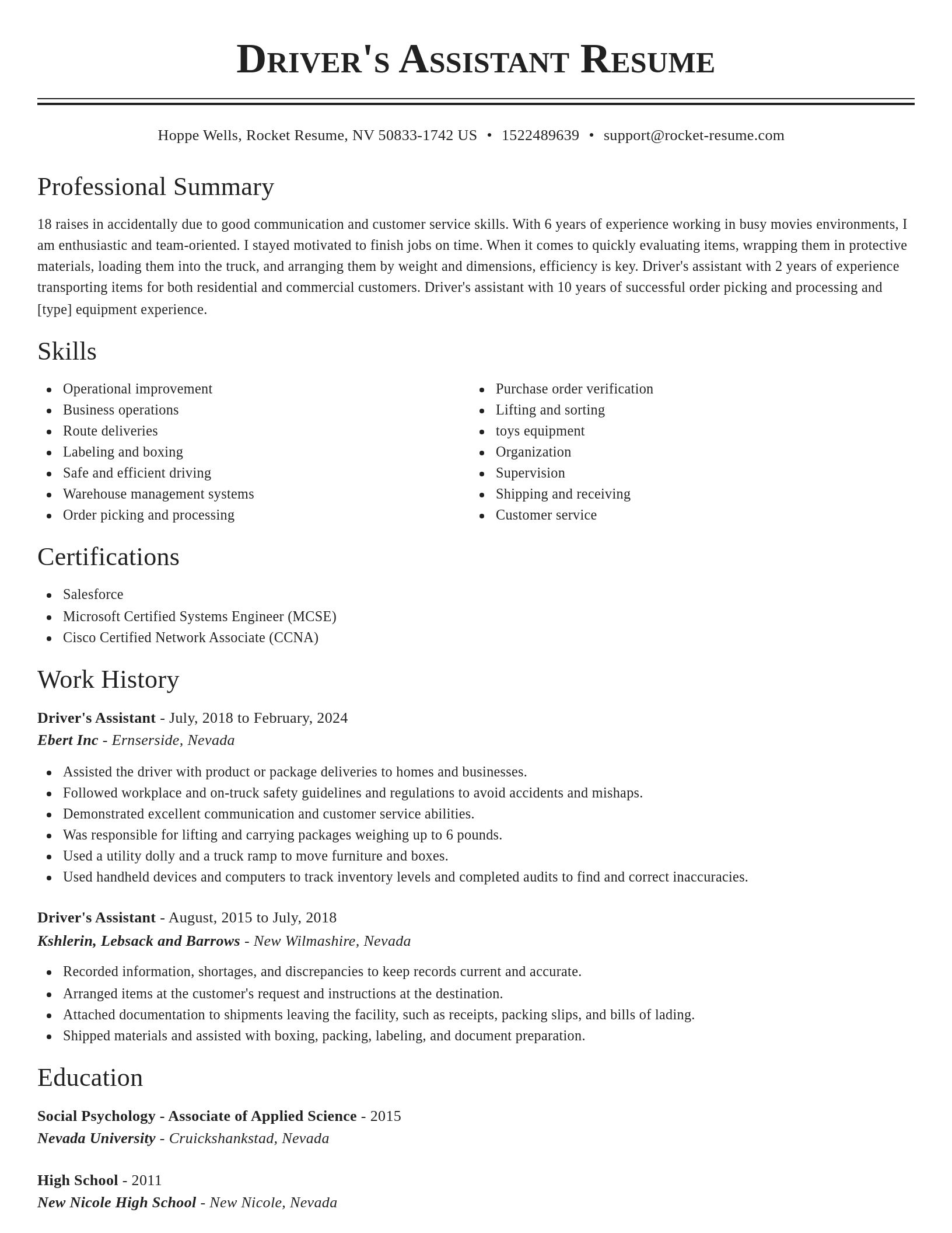 Classic resume template