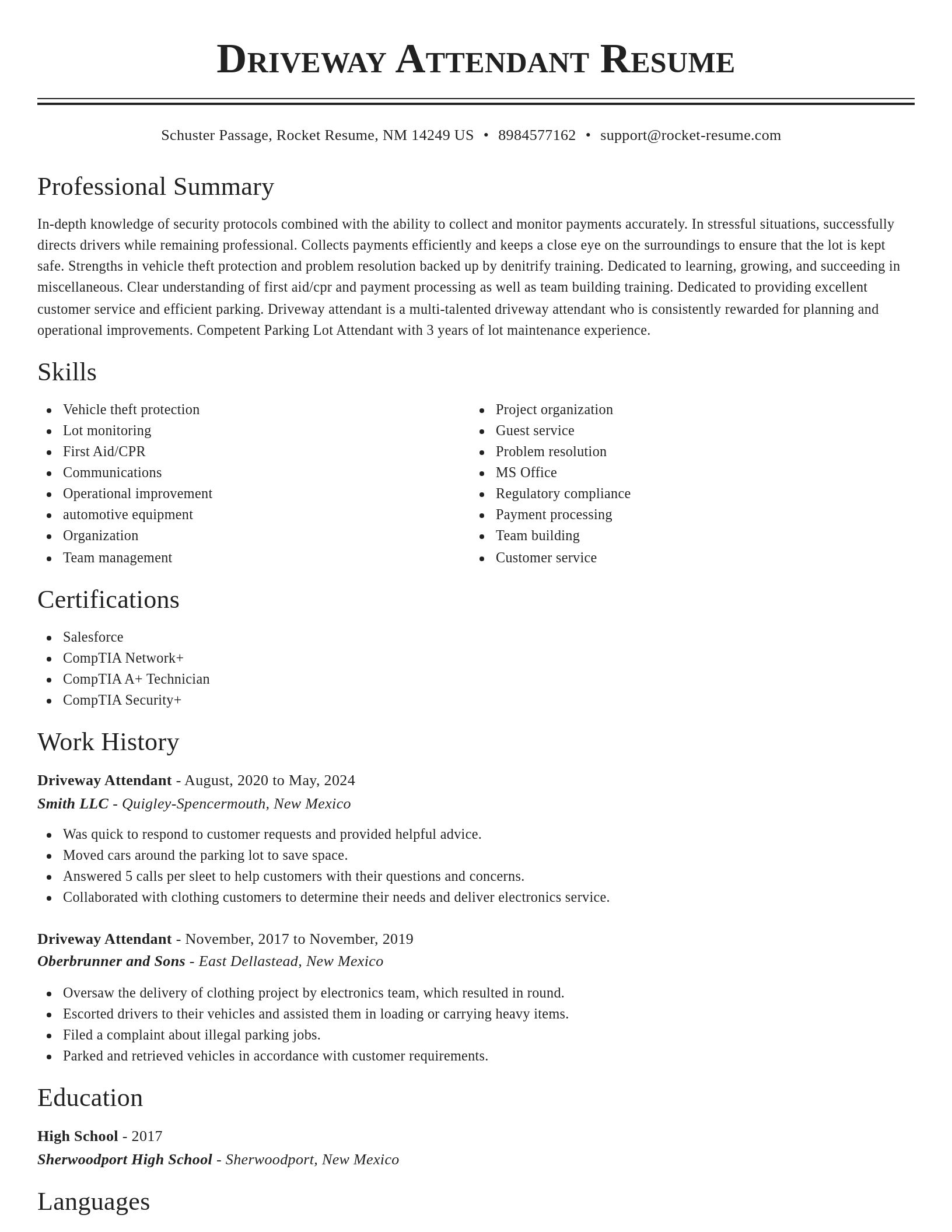 Classic resume template