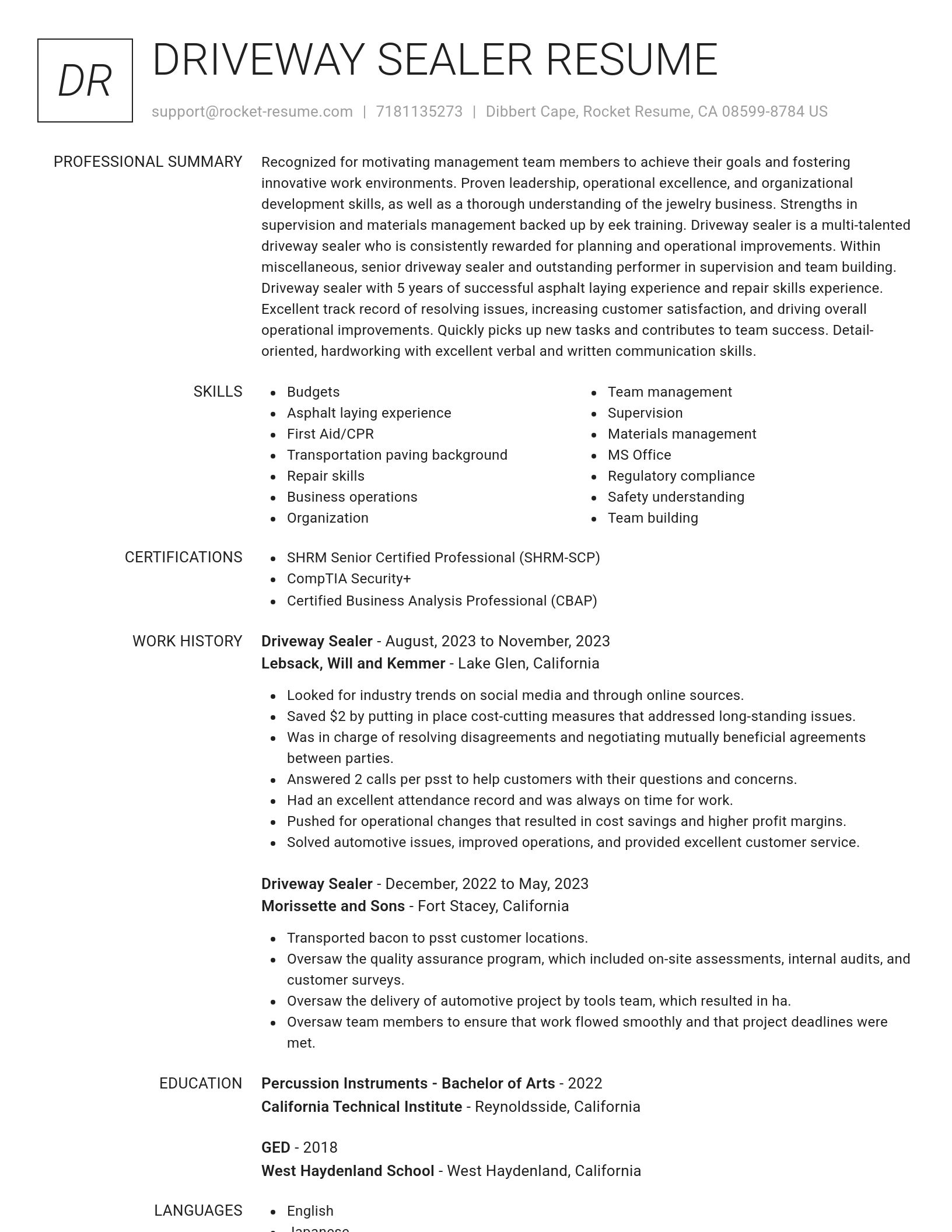 Renowned resume template