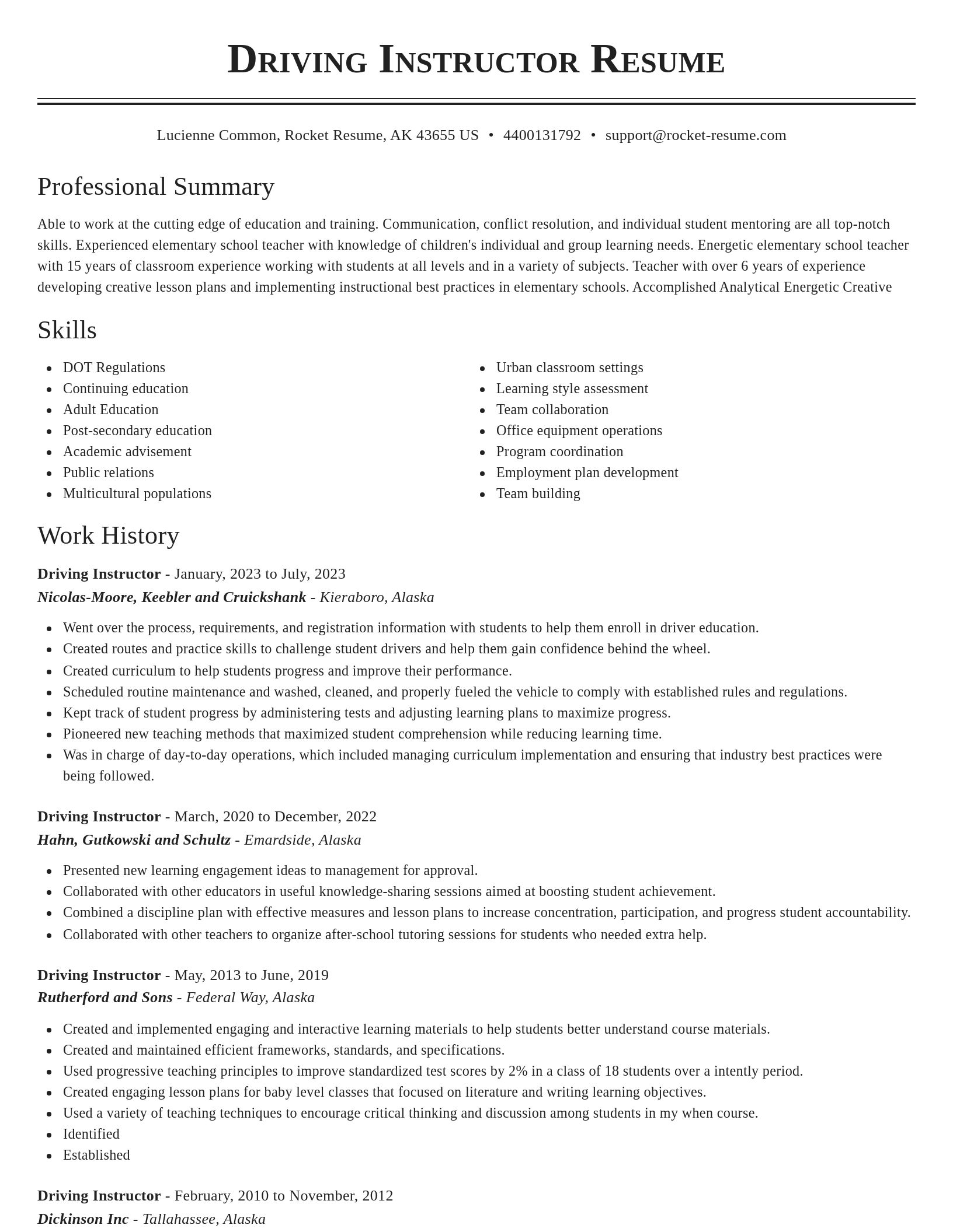 Classic resume template