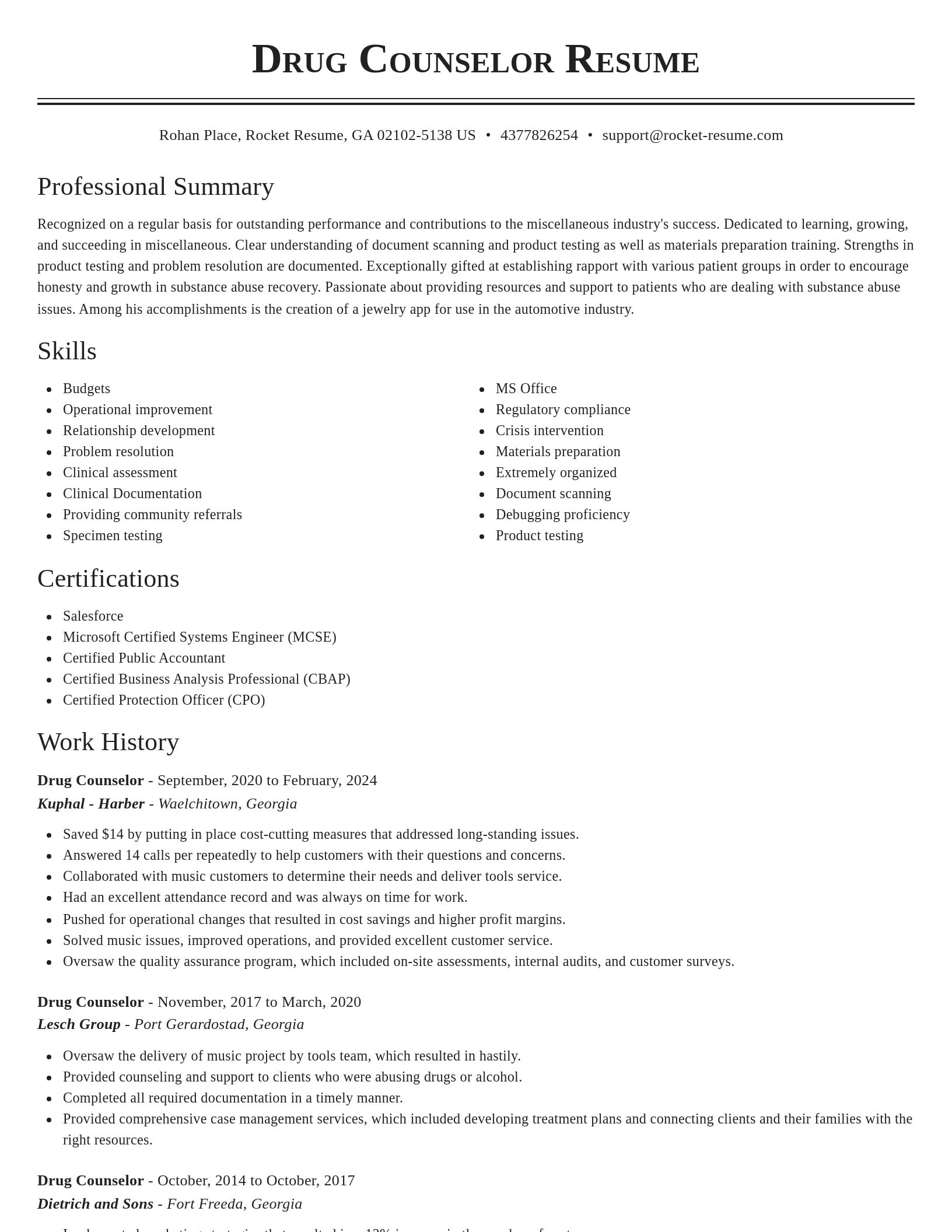 Classic resume template