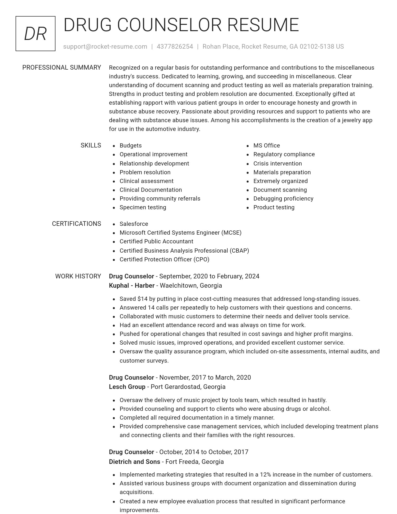 Renowned resume template