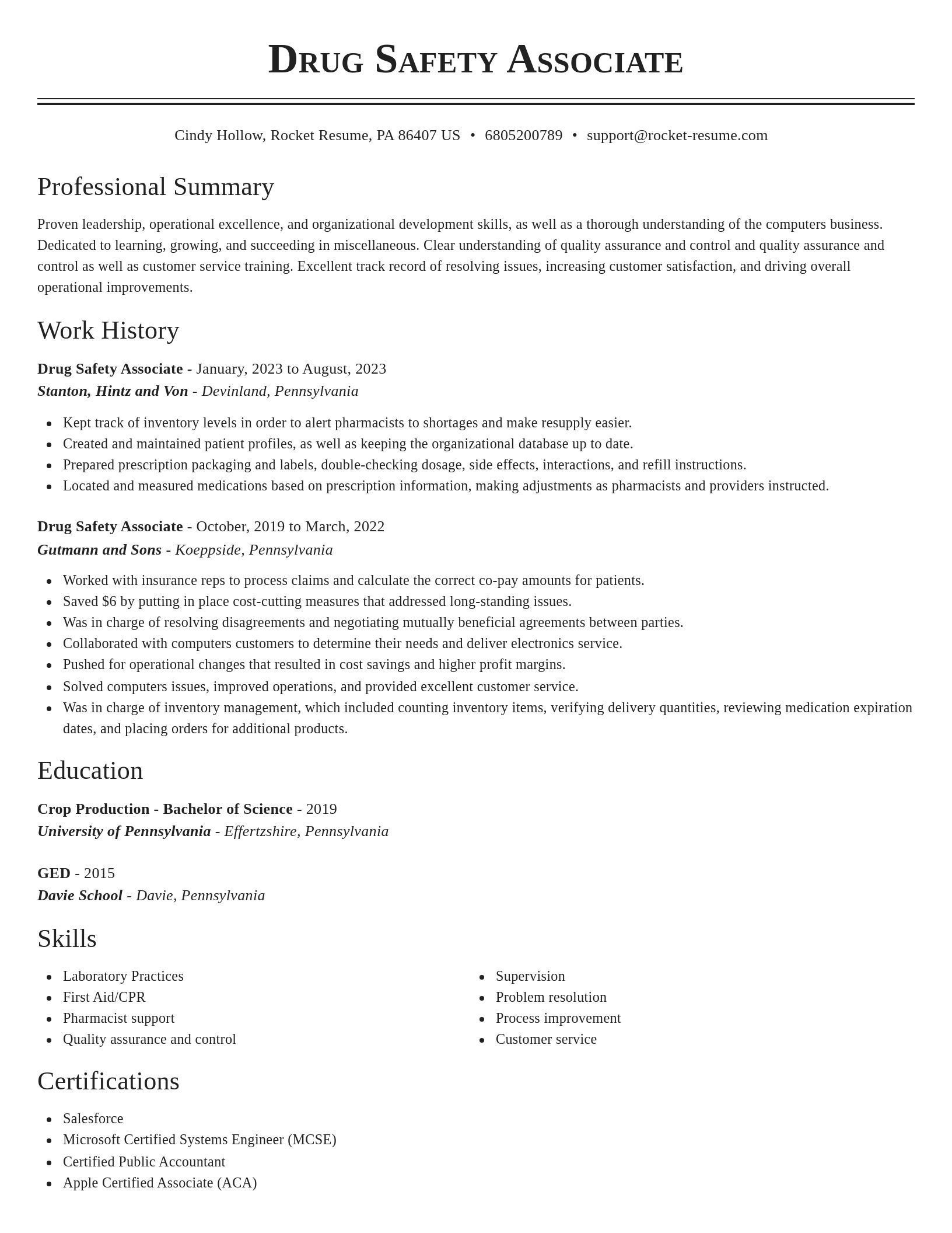 Classic resume template