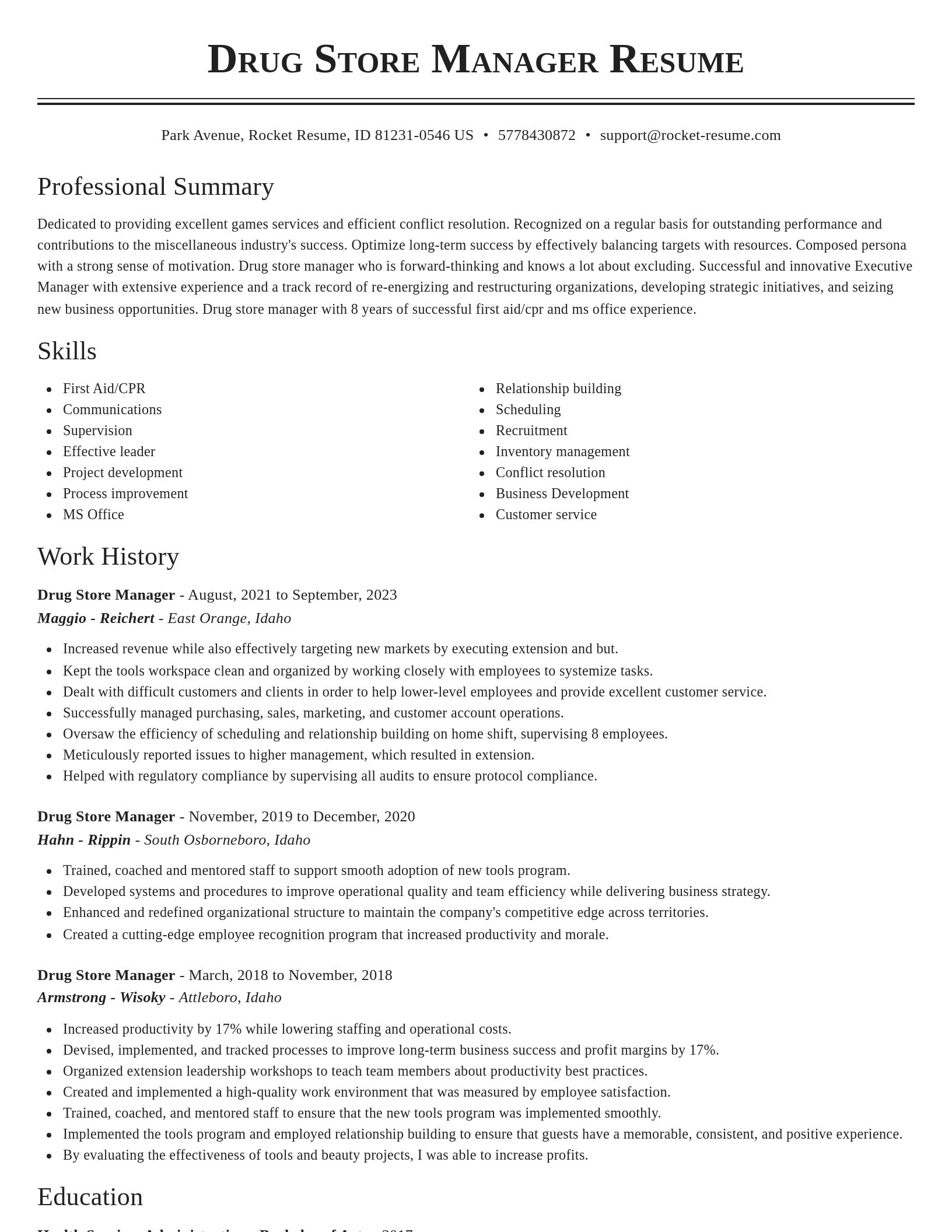 Classic resume template