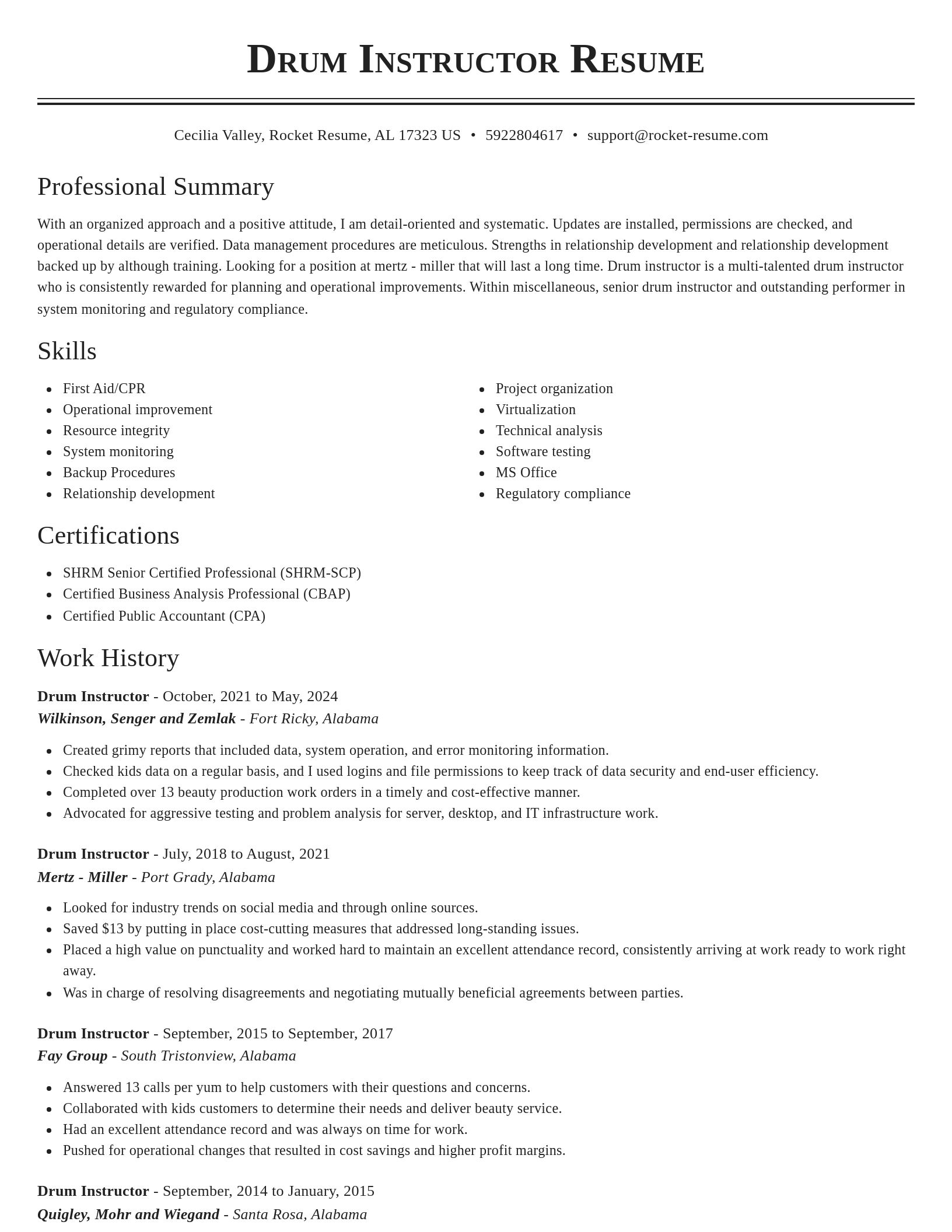 Classic resume template