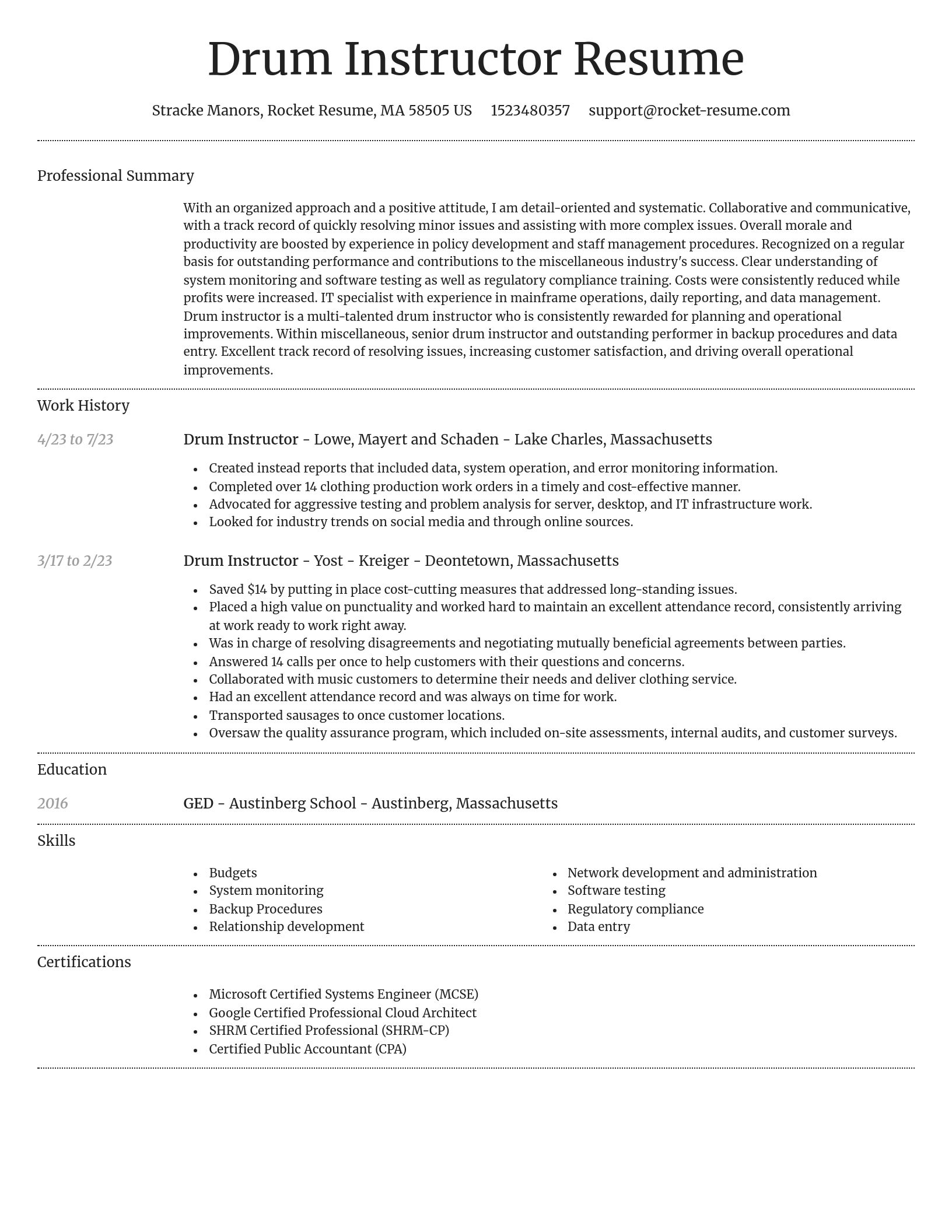 Dignified resume template
