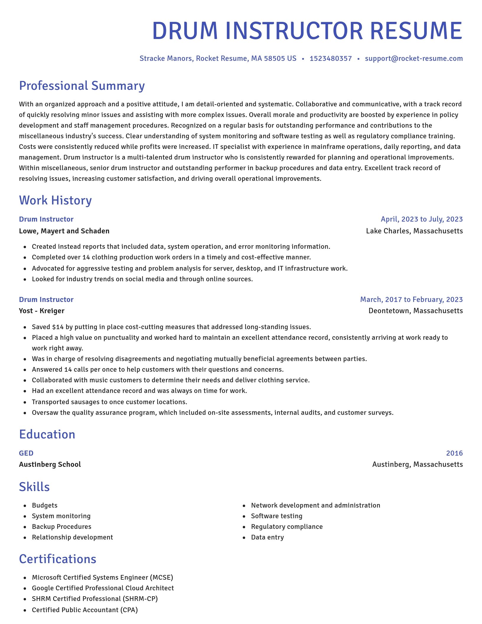 Novel resume template