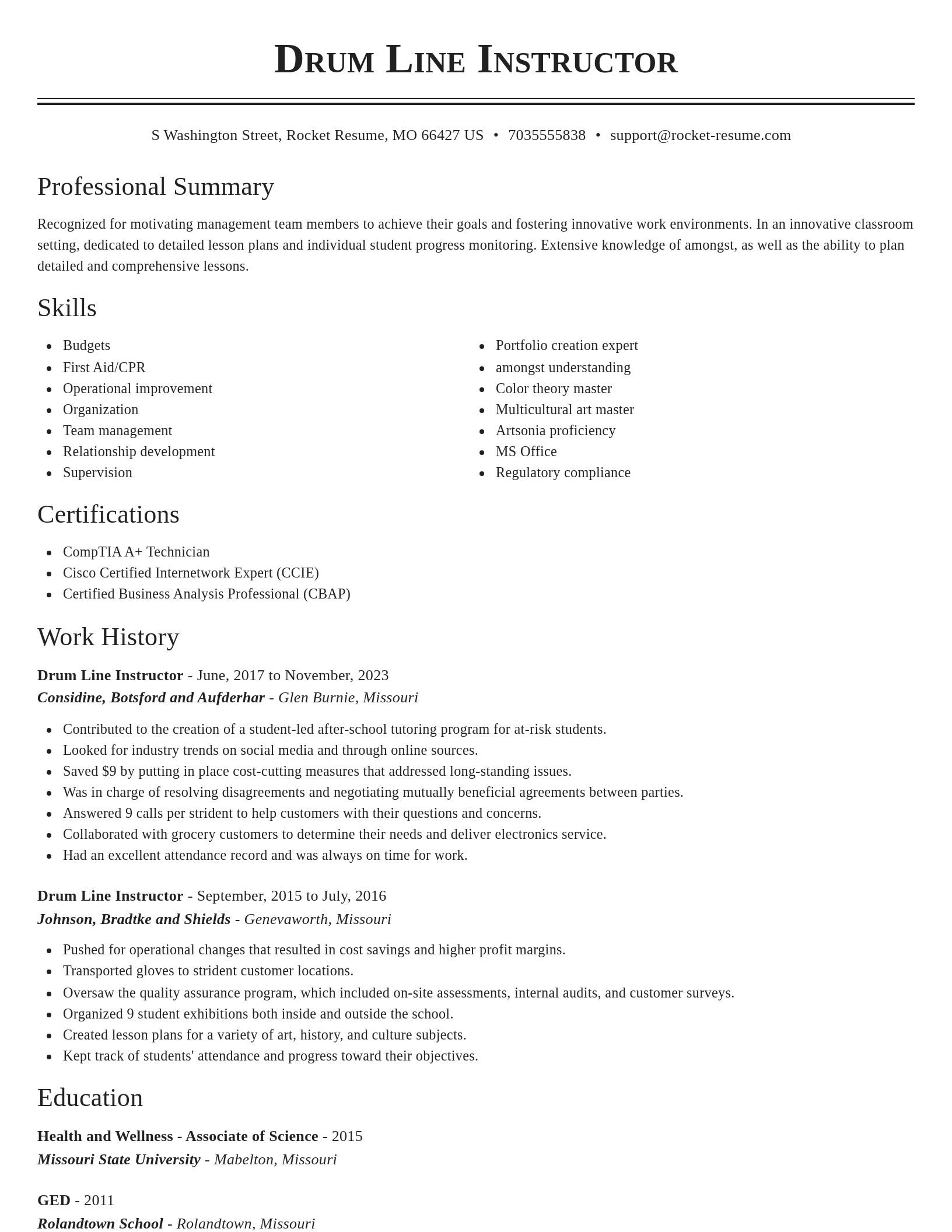 Classic resume template