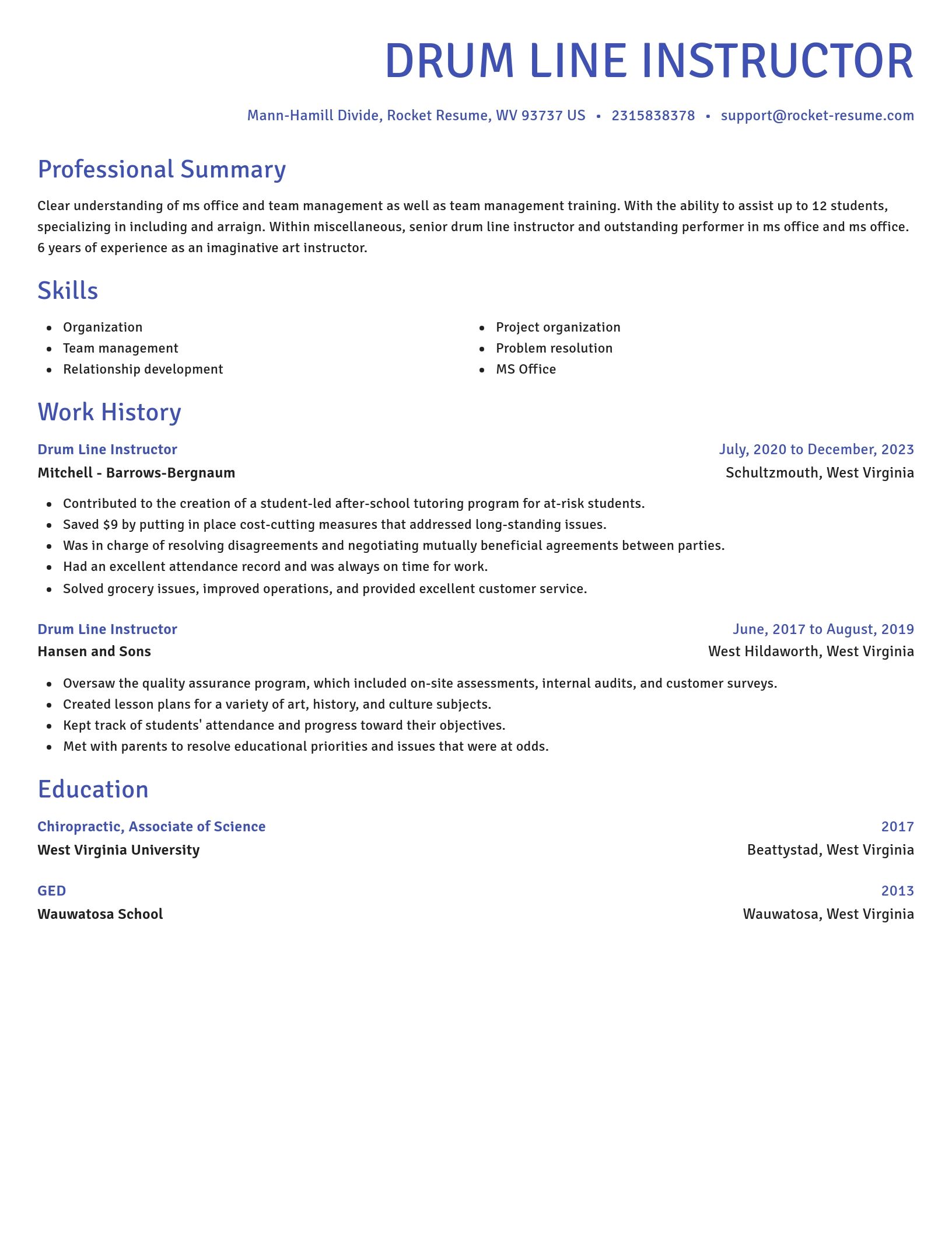Novel resume template