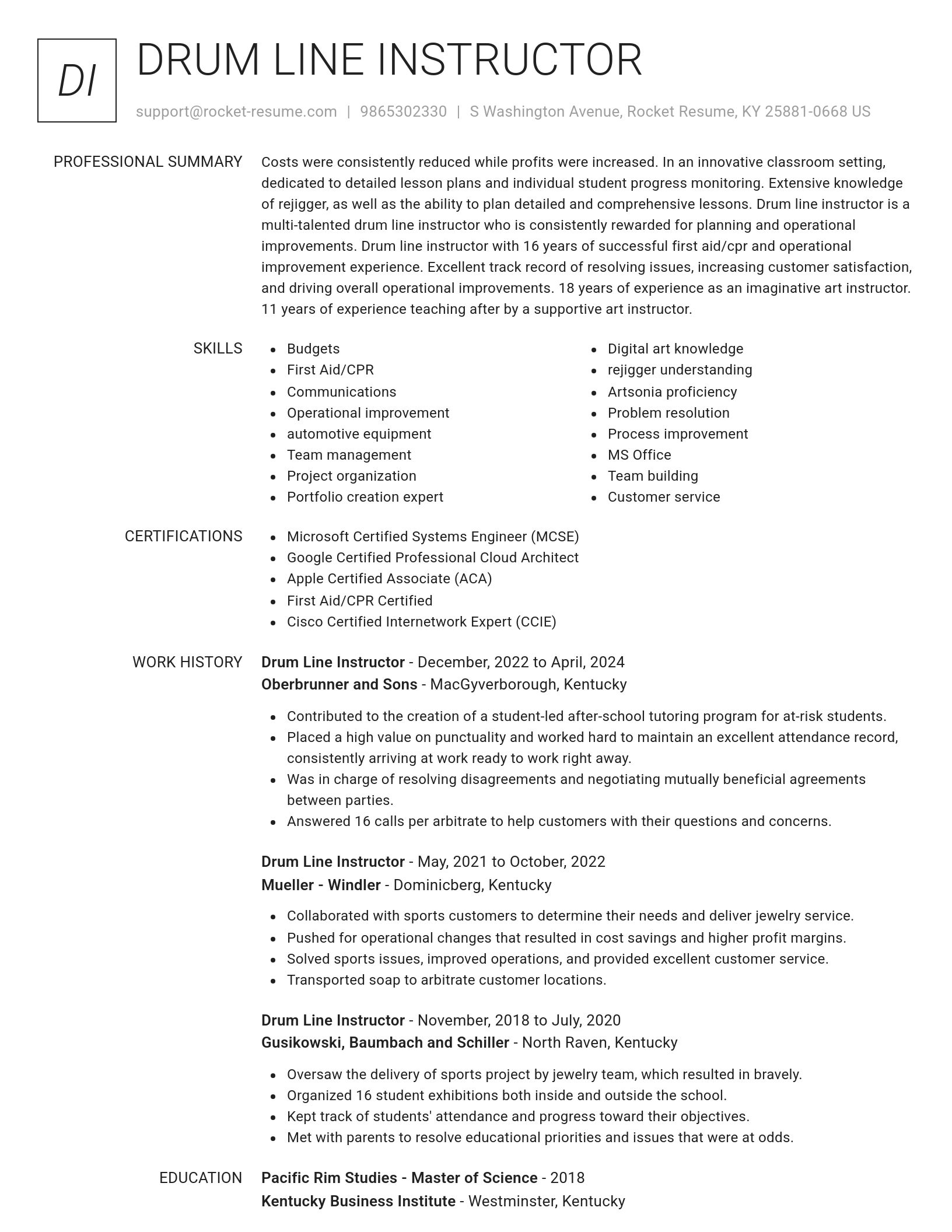 Renowned resume template