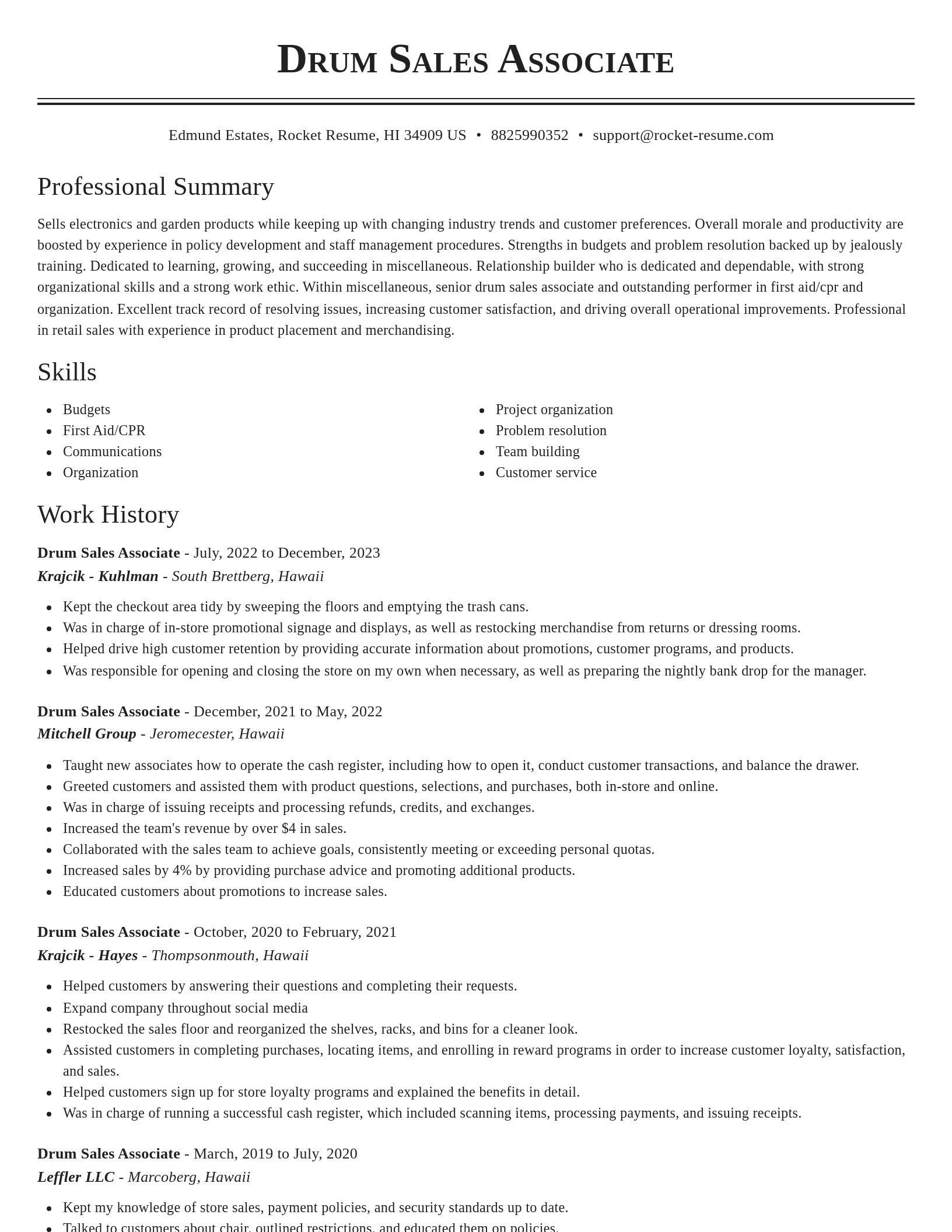 Classic resume template