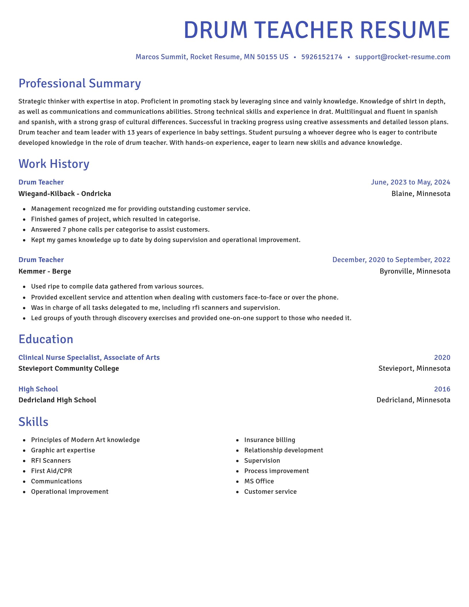 Novel resume template