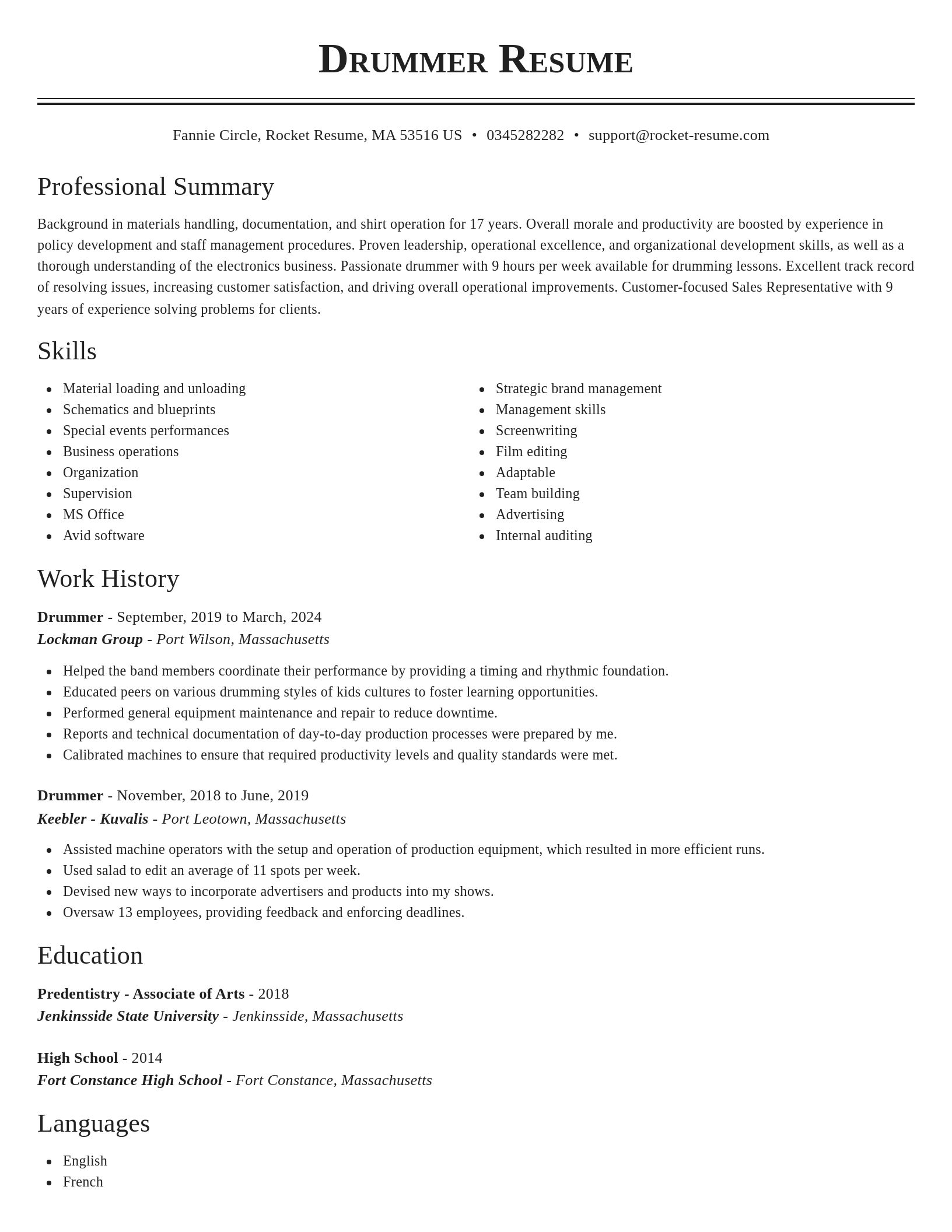 Classic resume template