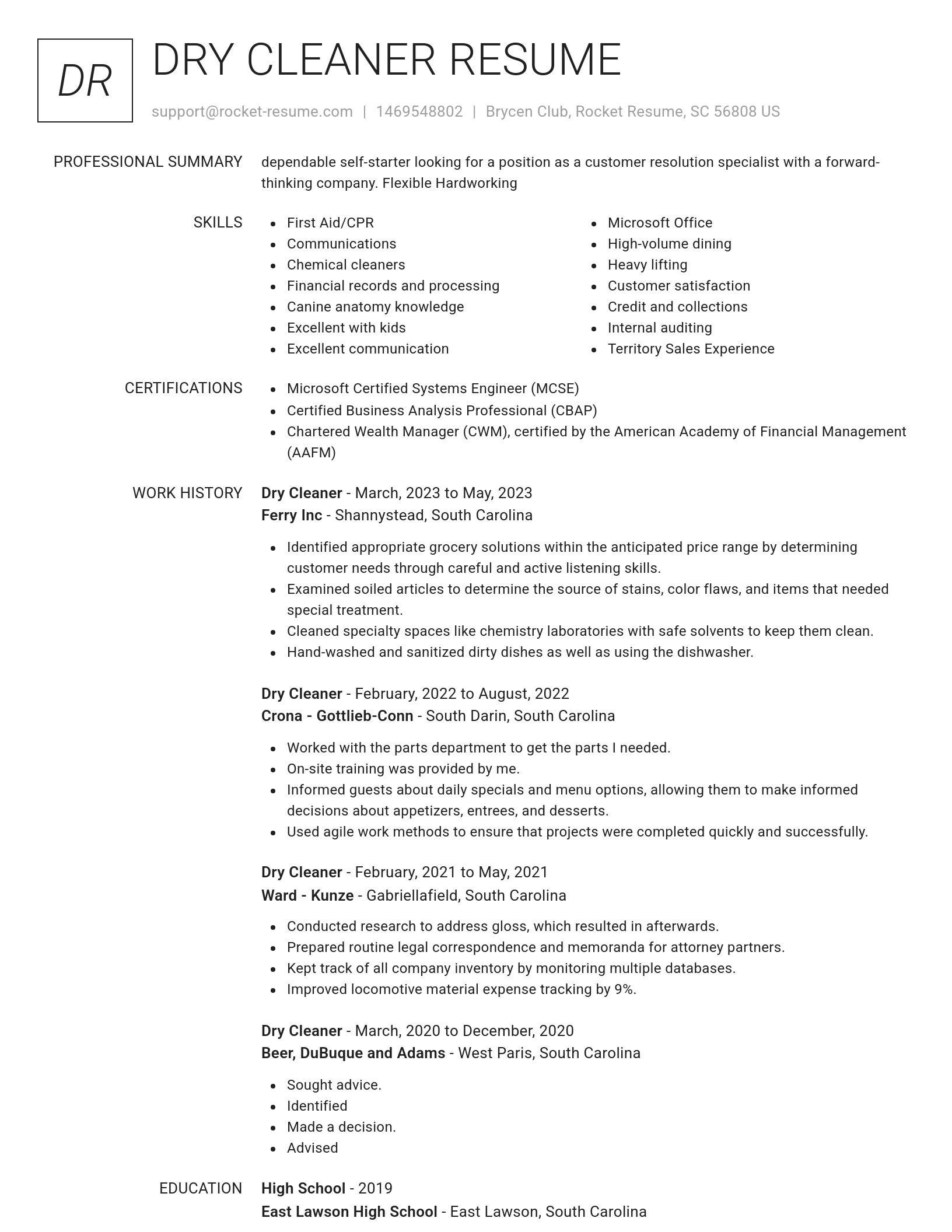 Renowned resume template