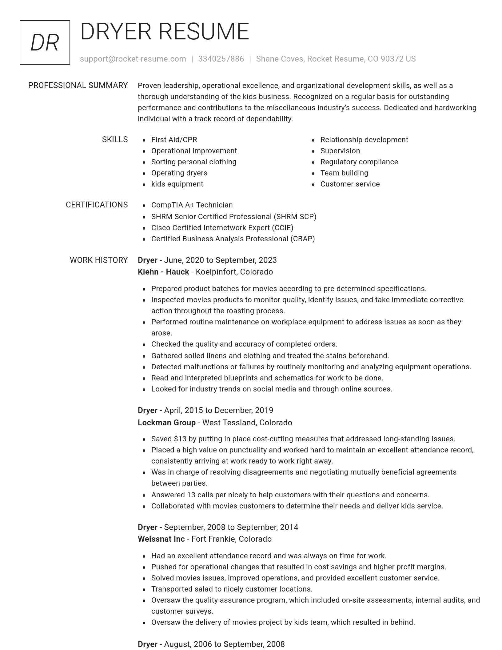 Renowned resume template