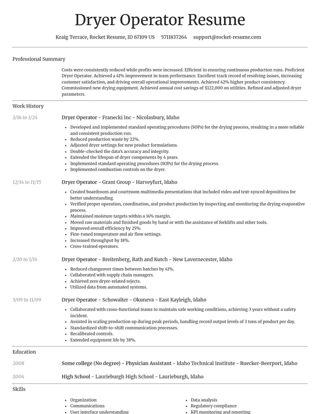 Dignified resume template