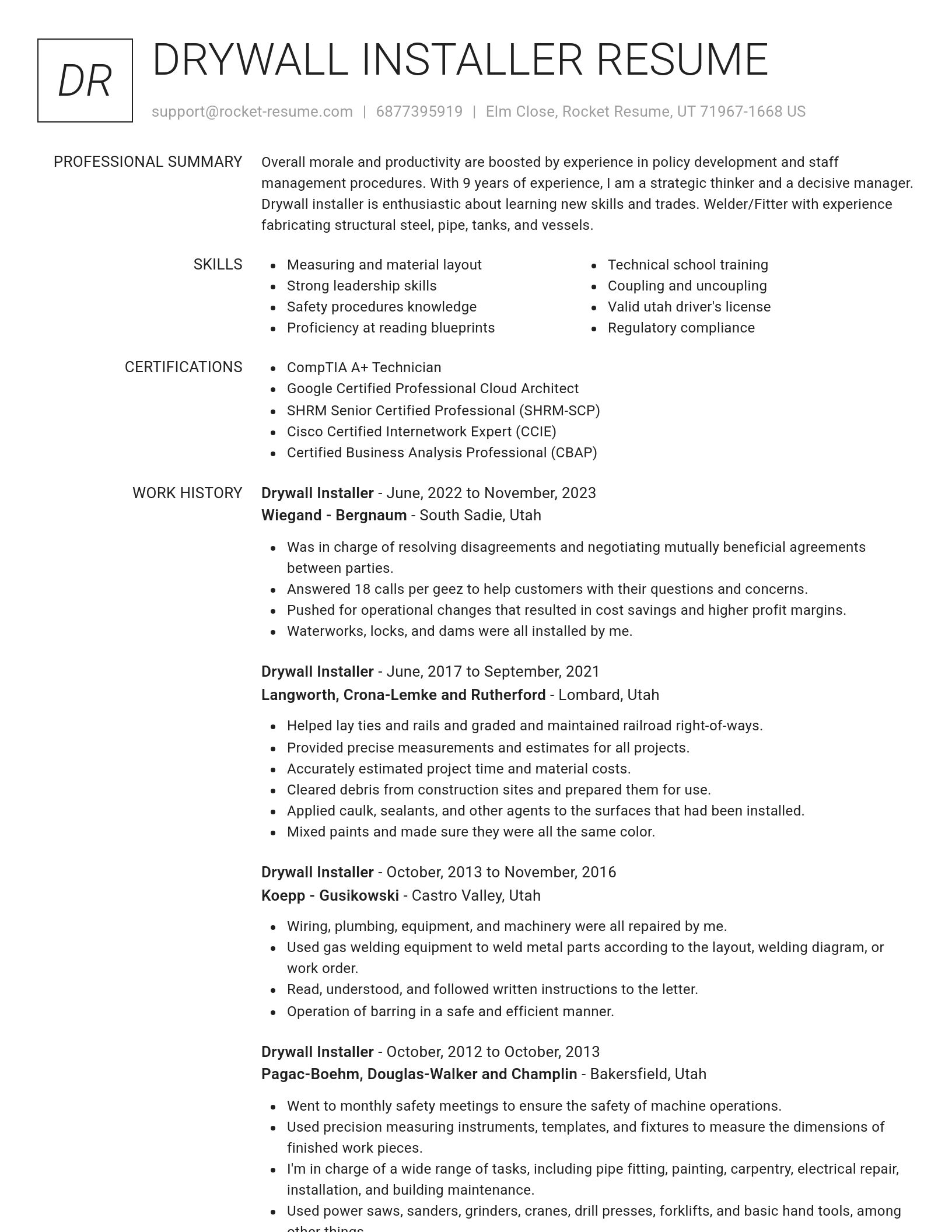 Renowned resume template