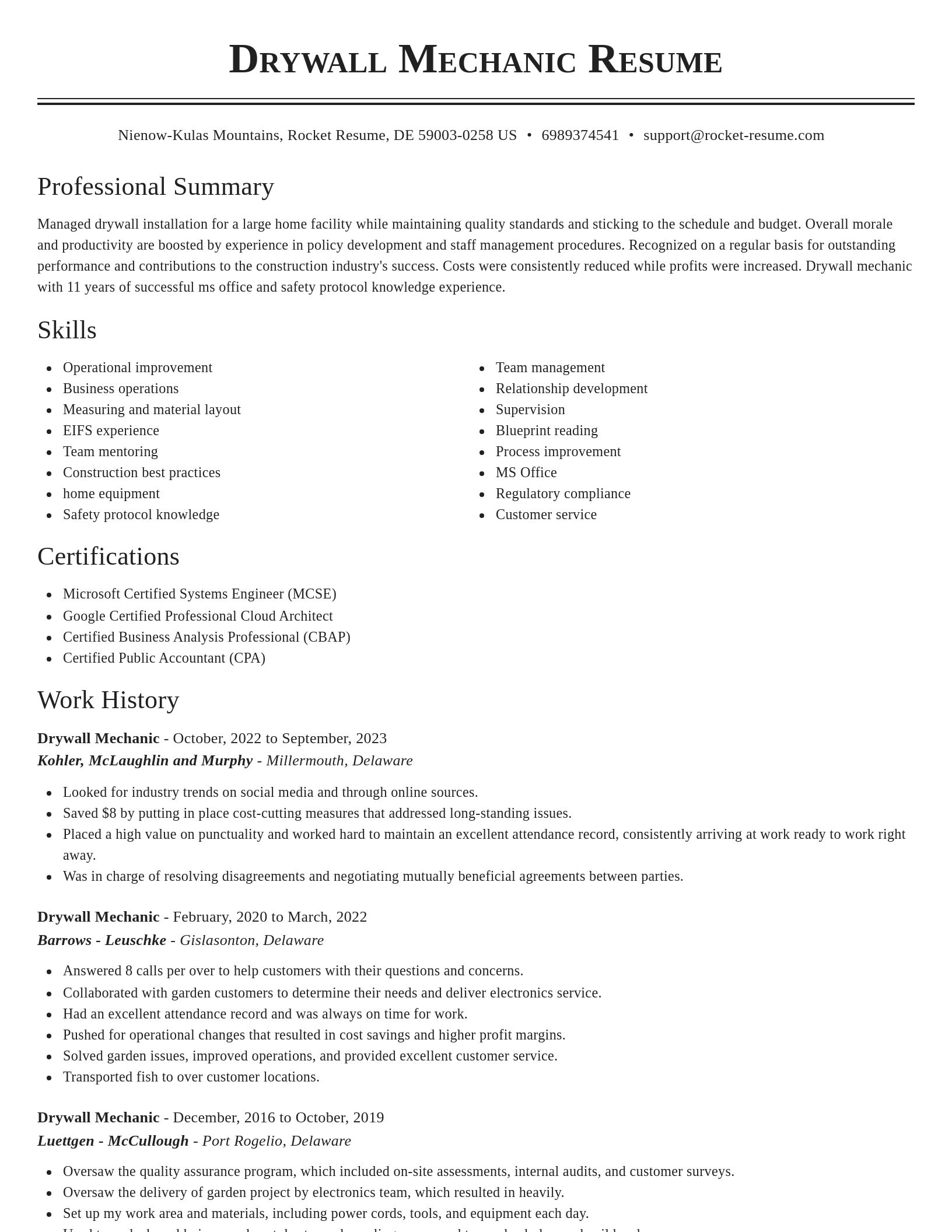Classic resume template