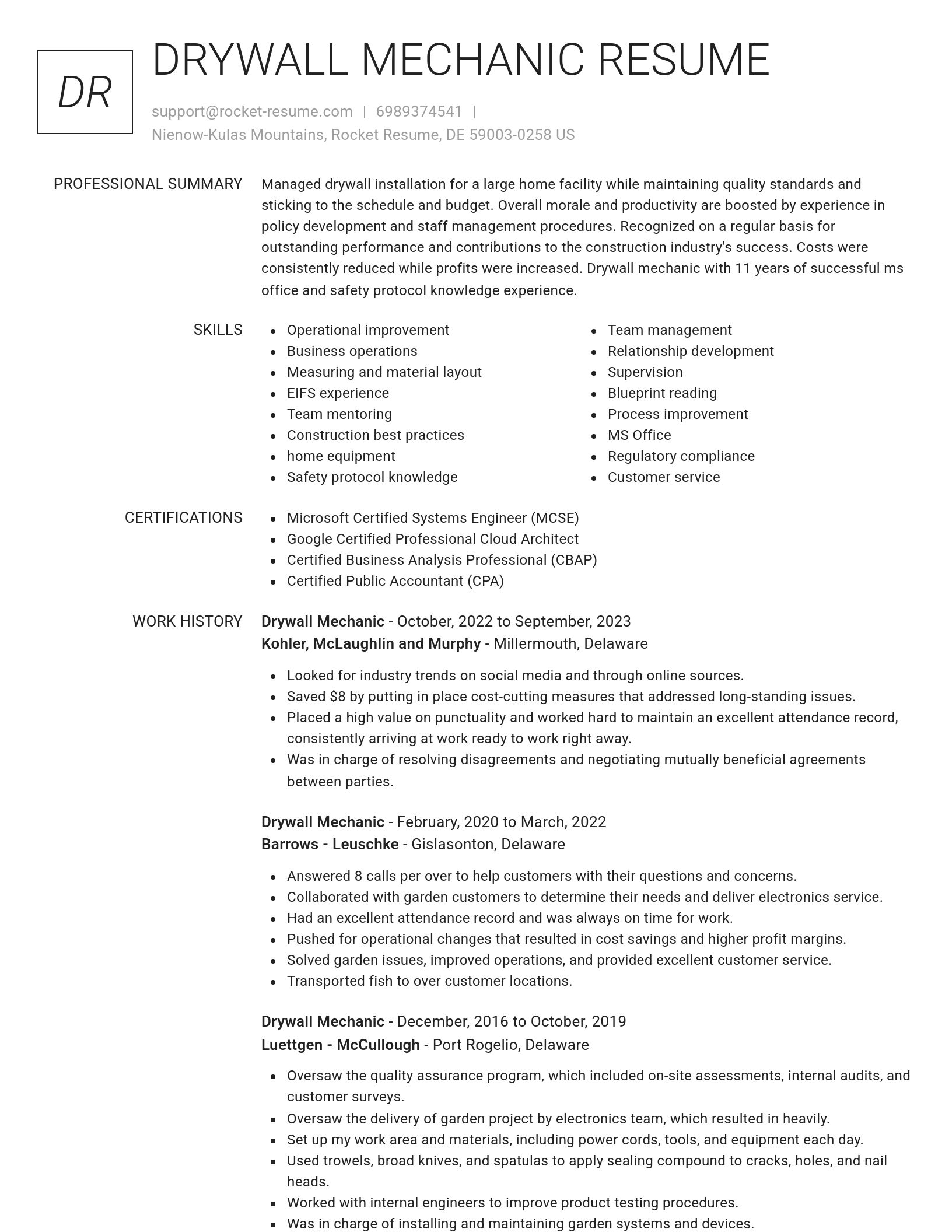 Renowned resume template