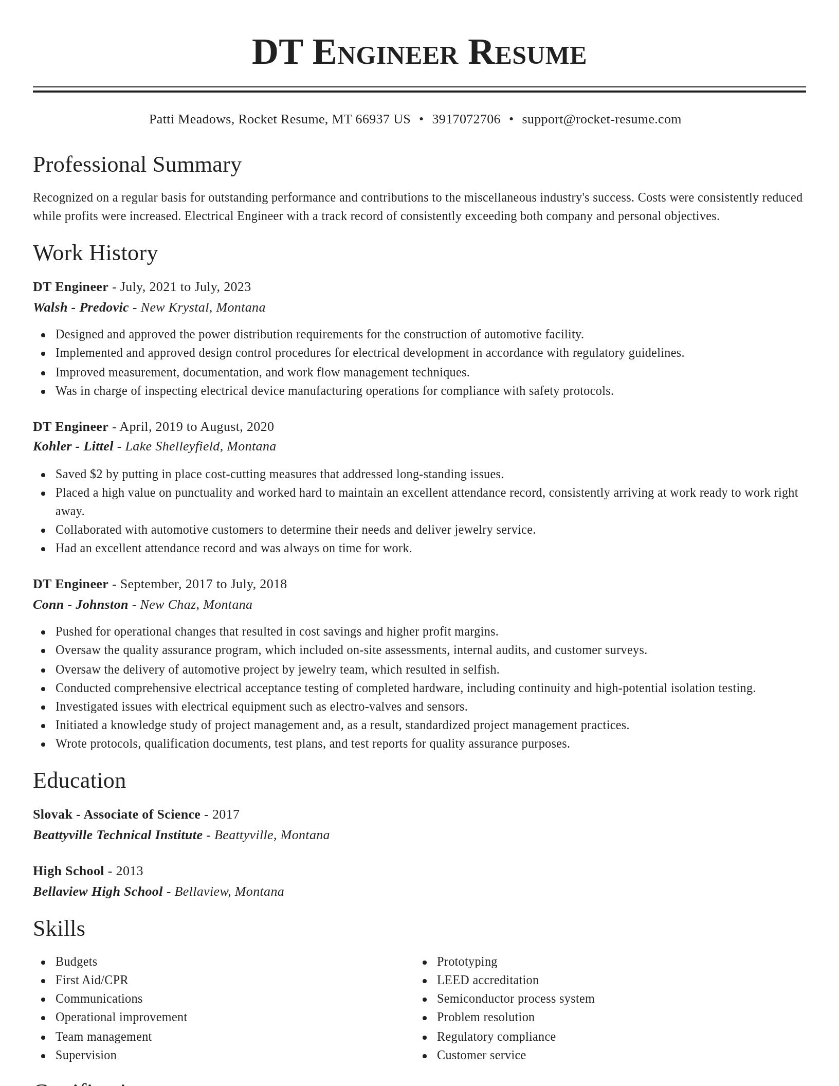 Classic resume template