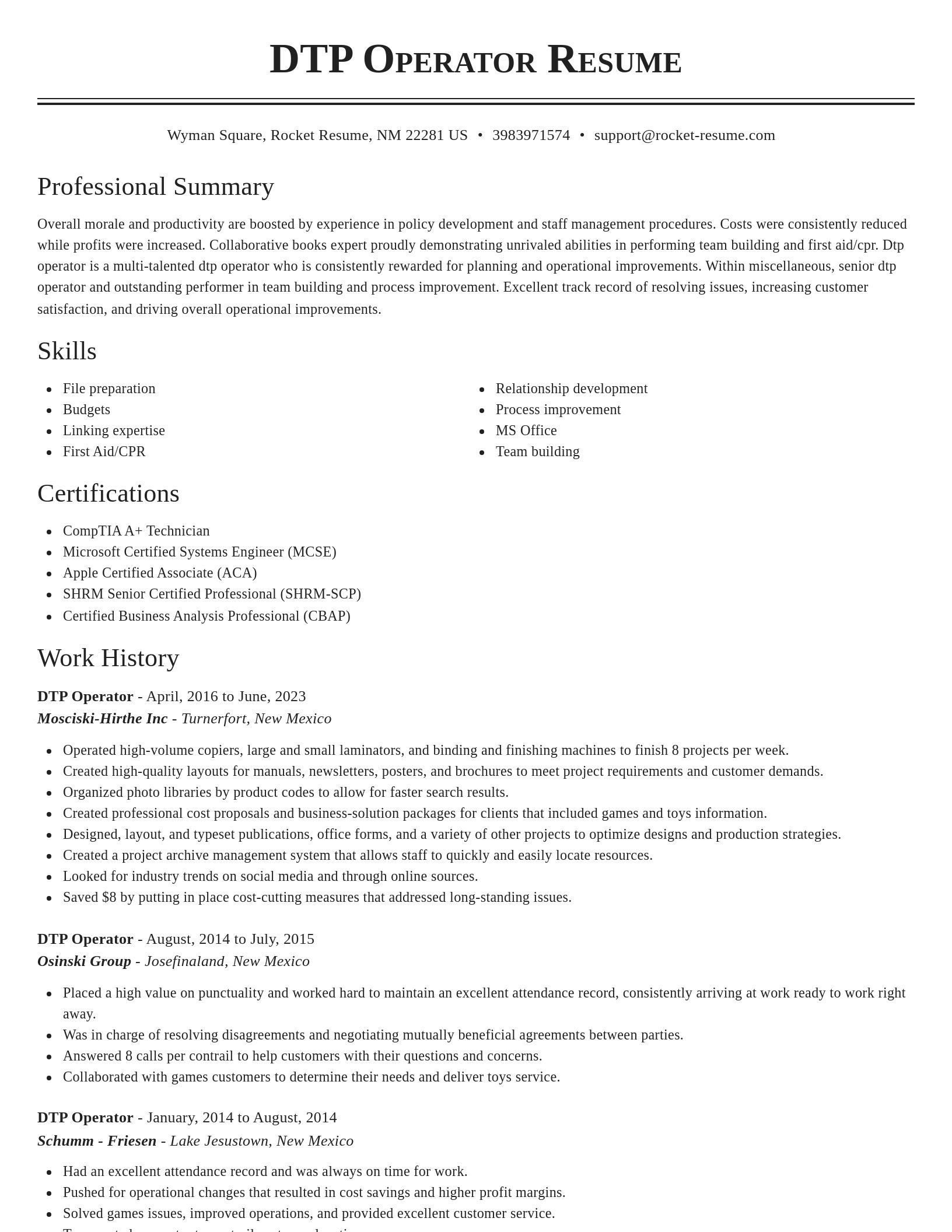 Classic resume template