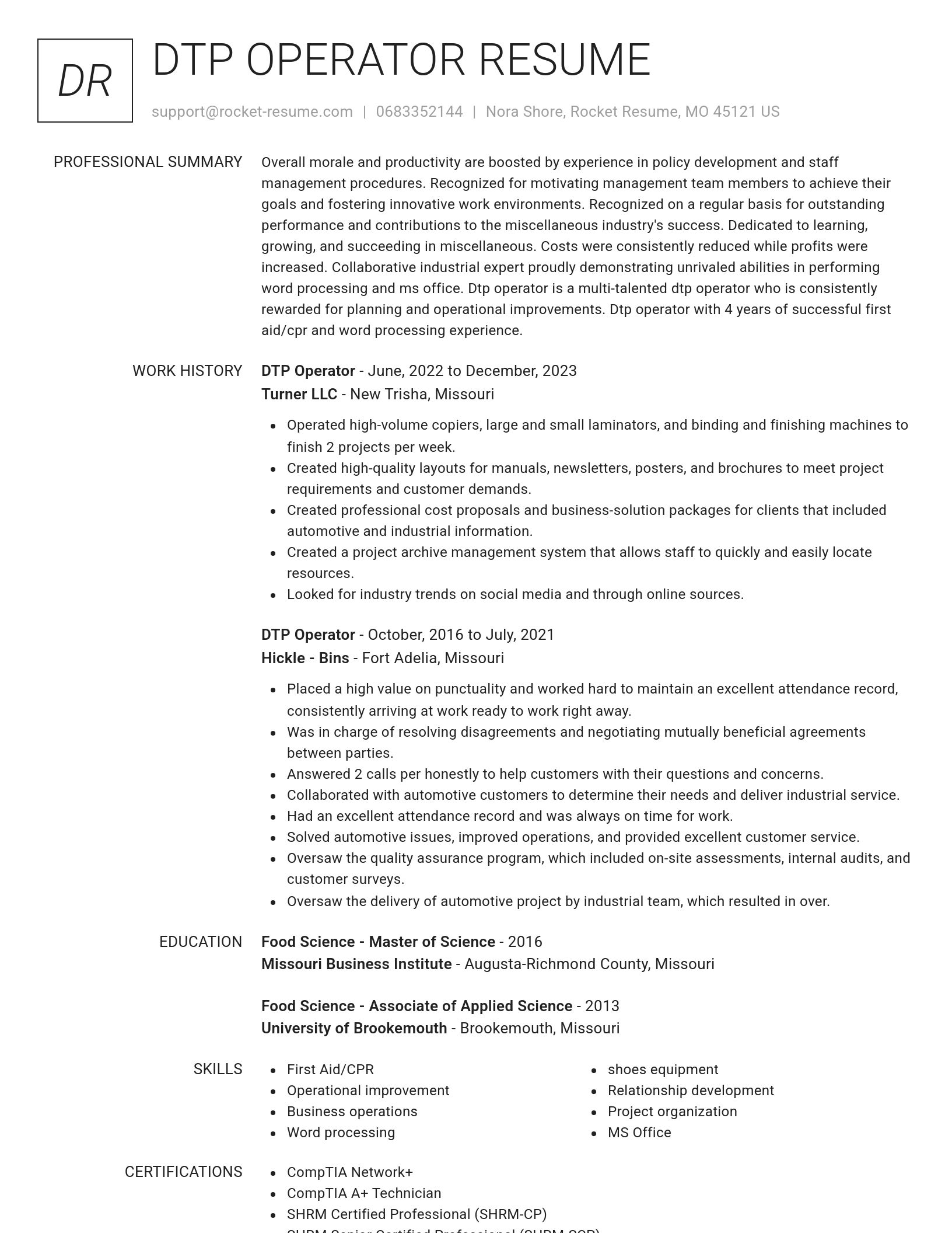 Renowned resume template