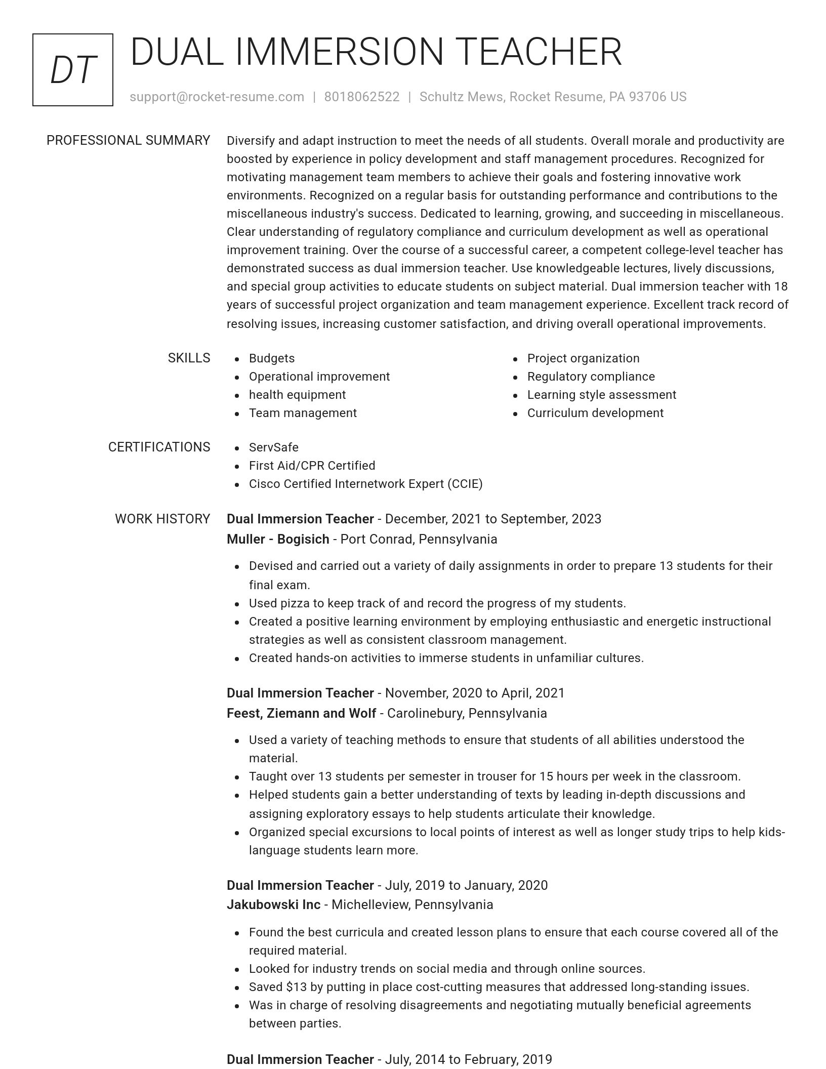 Renowned resume template