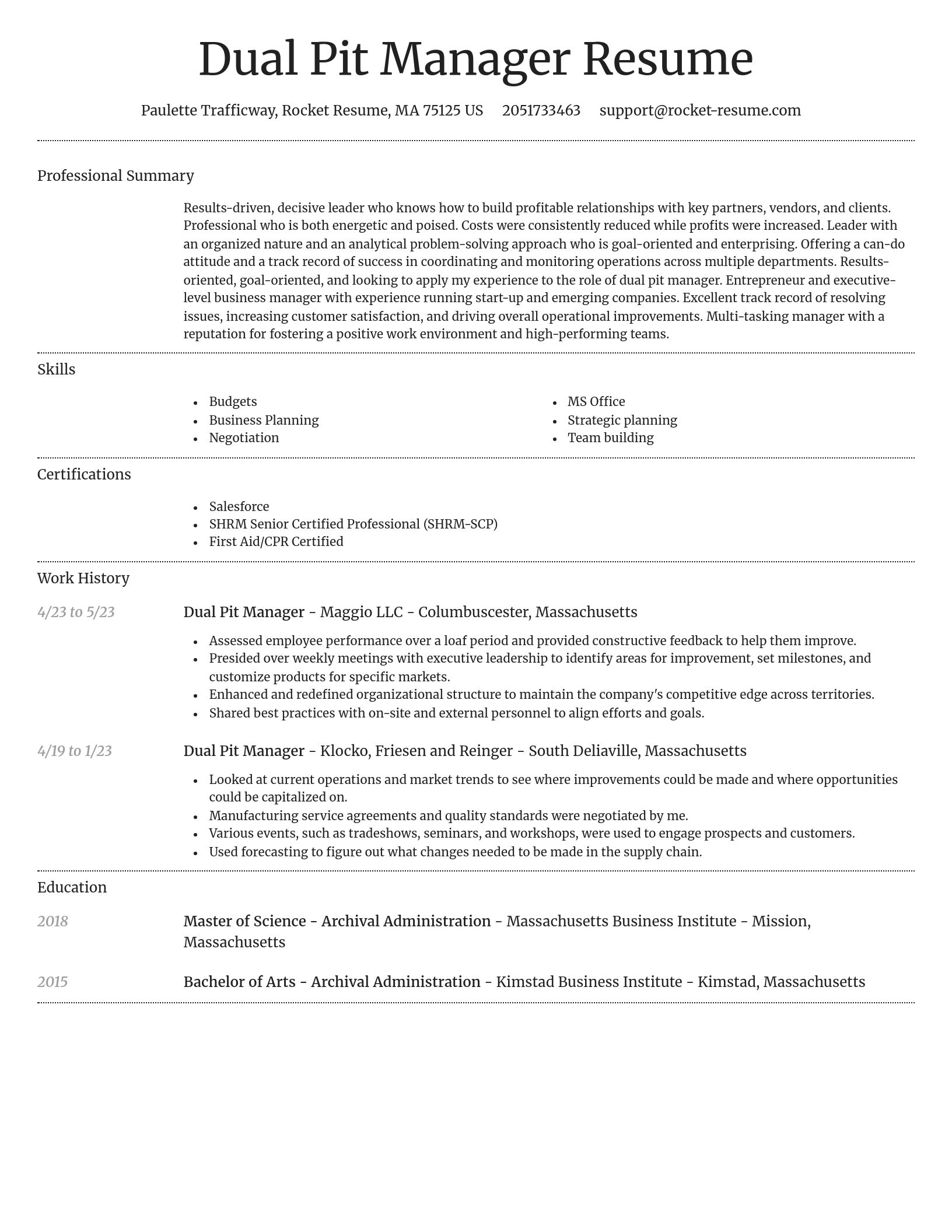 Dignified resume template