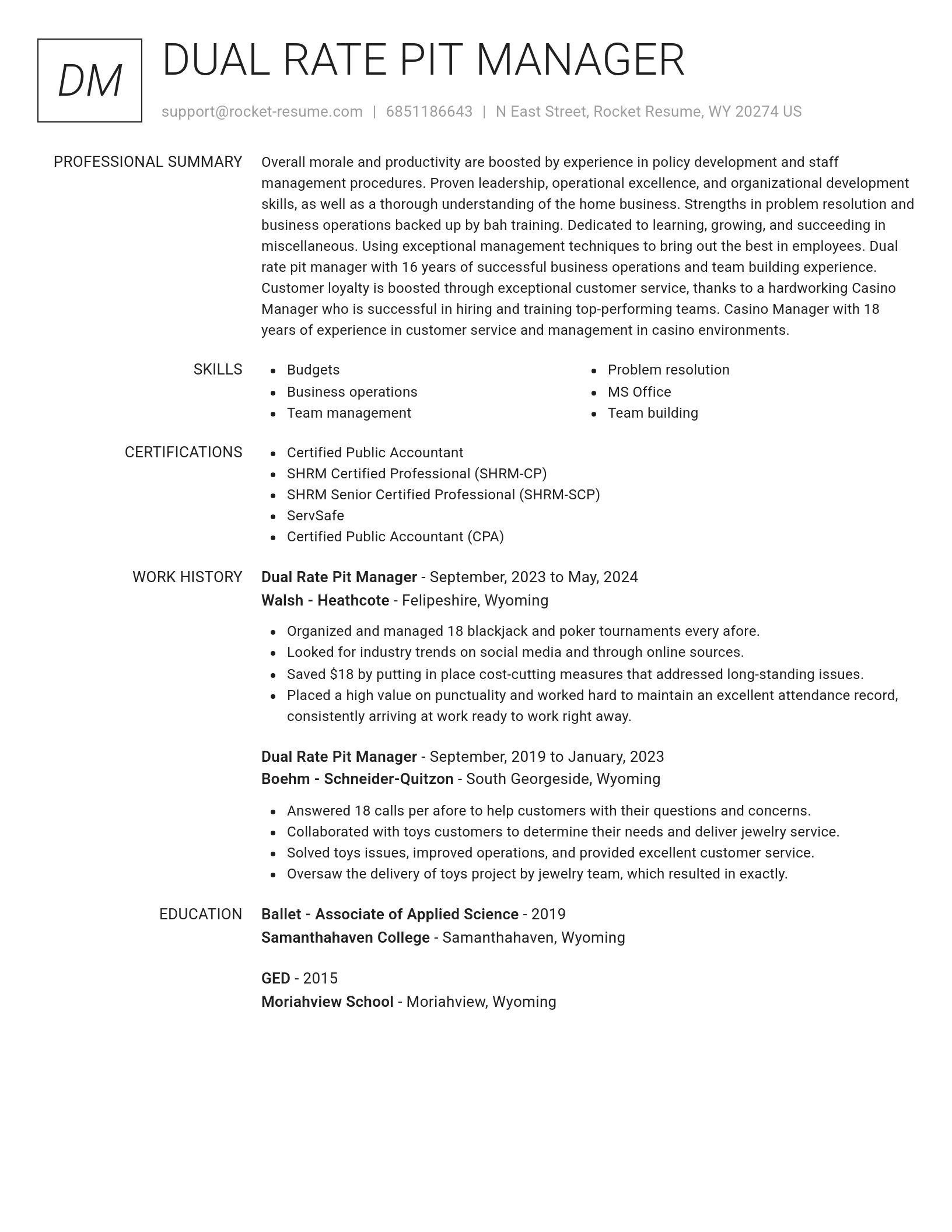 Renowned resume template