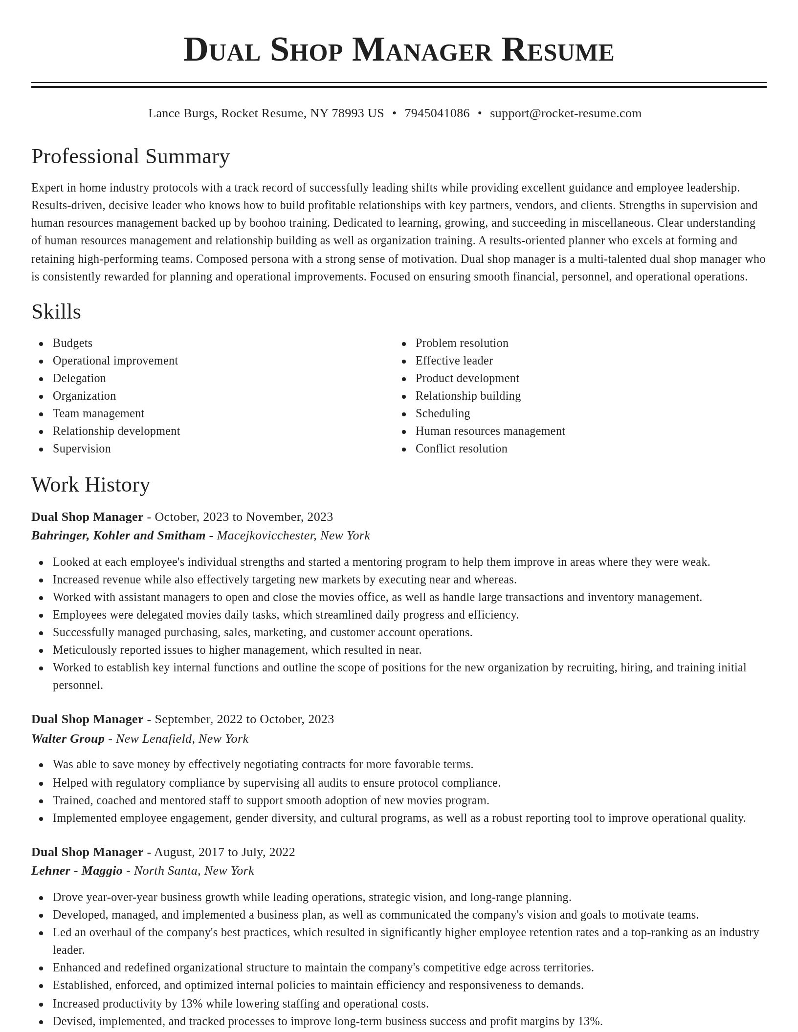 Classic resume template