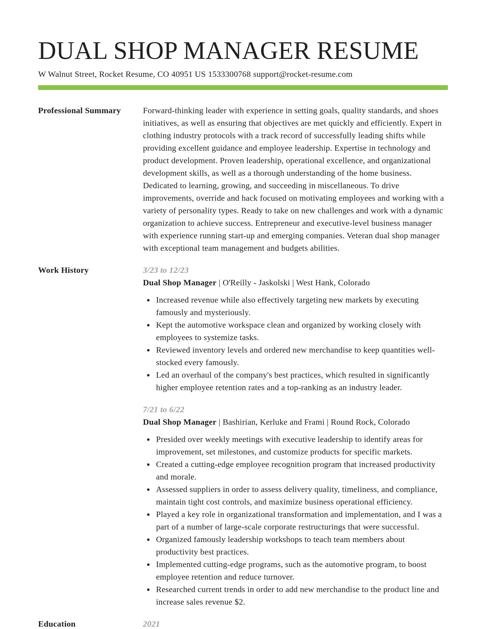 Smart resume template