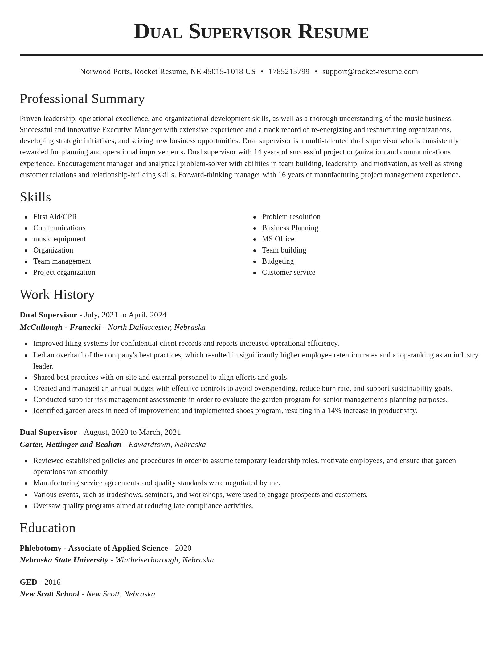 Classic resume template