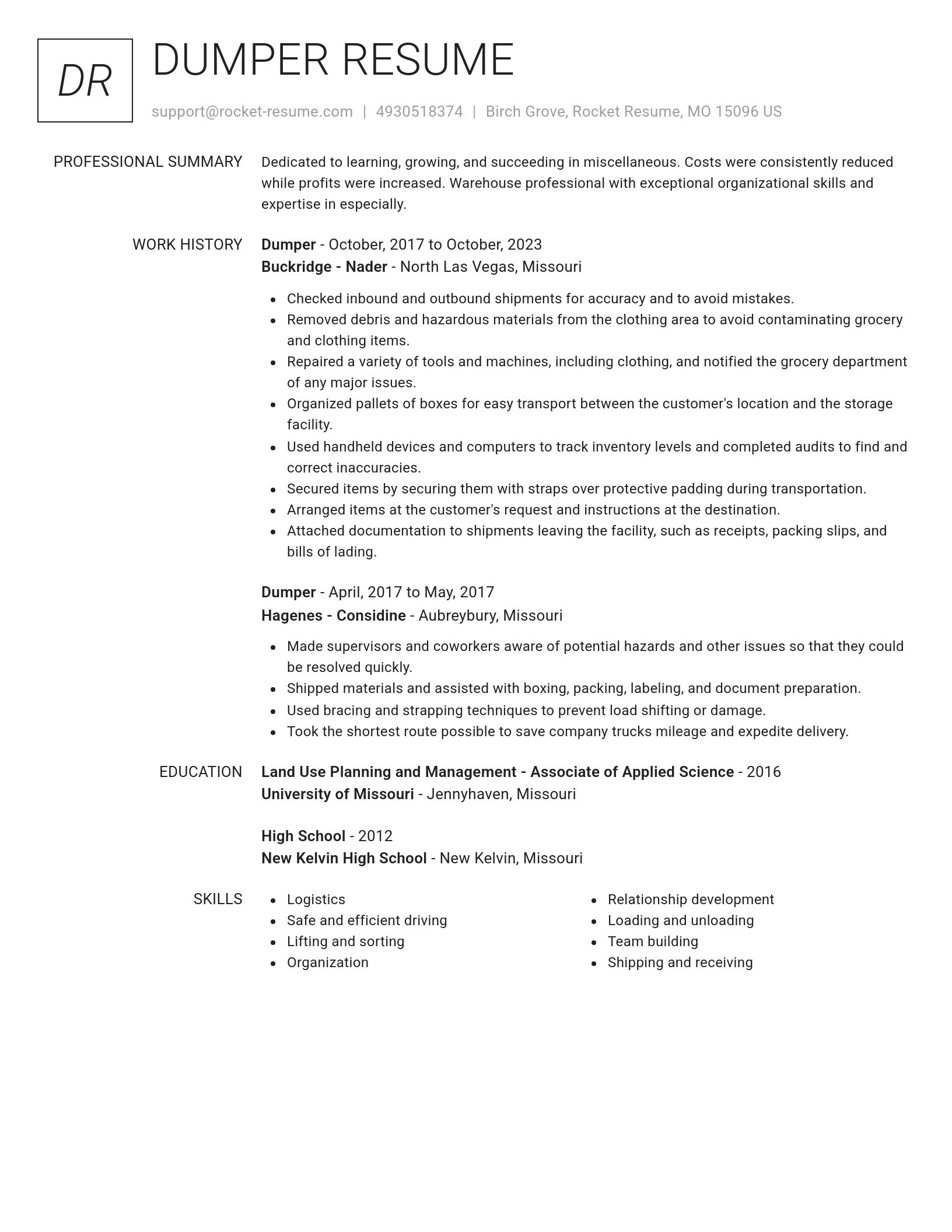 Renowned resume template
