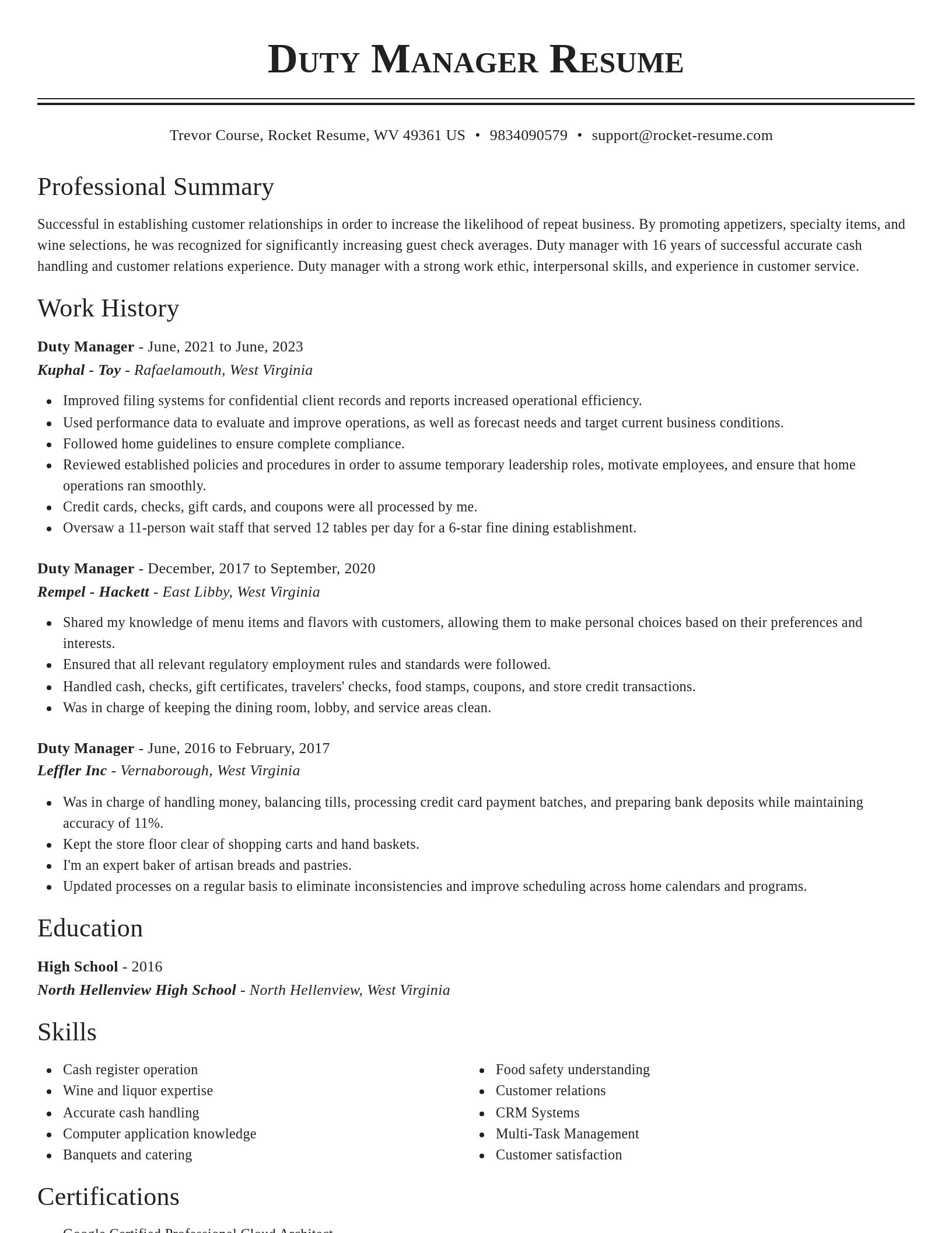 Classic resume template