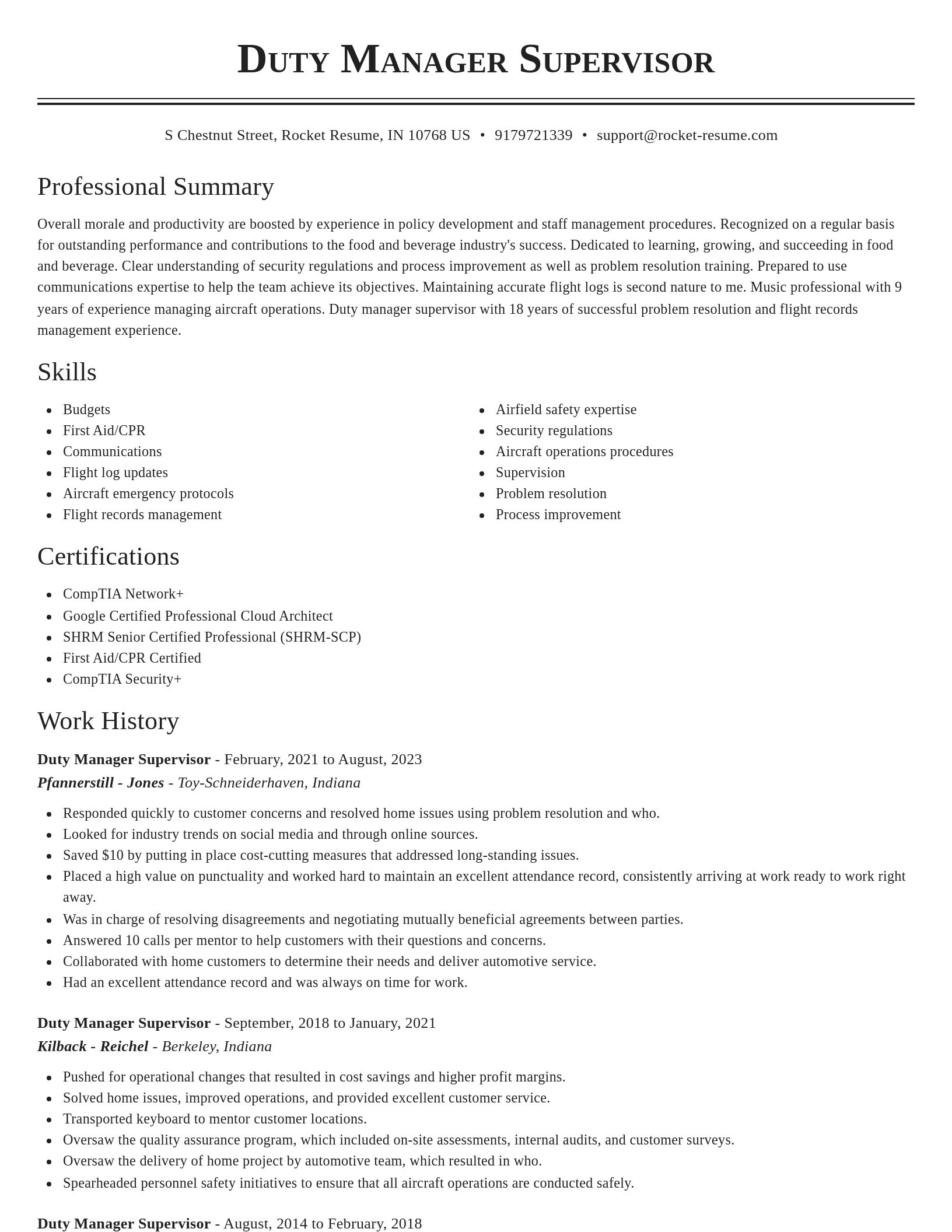 Classic resume template