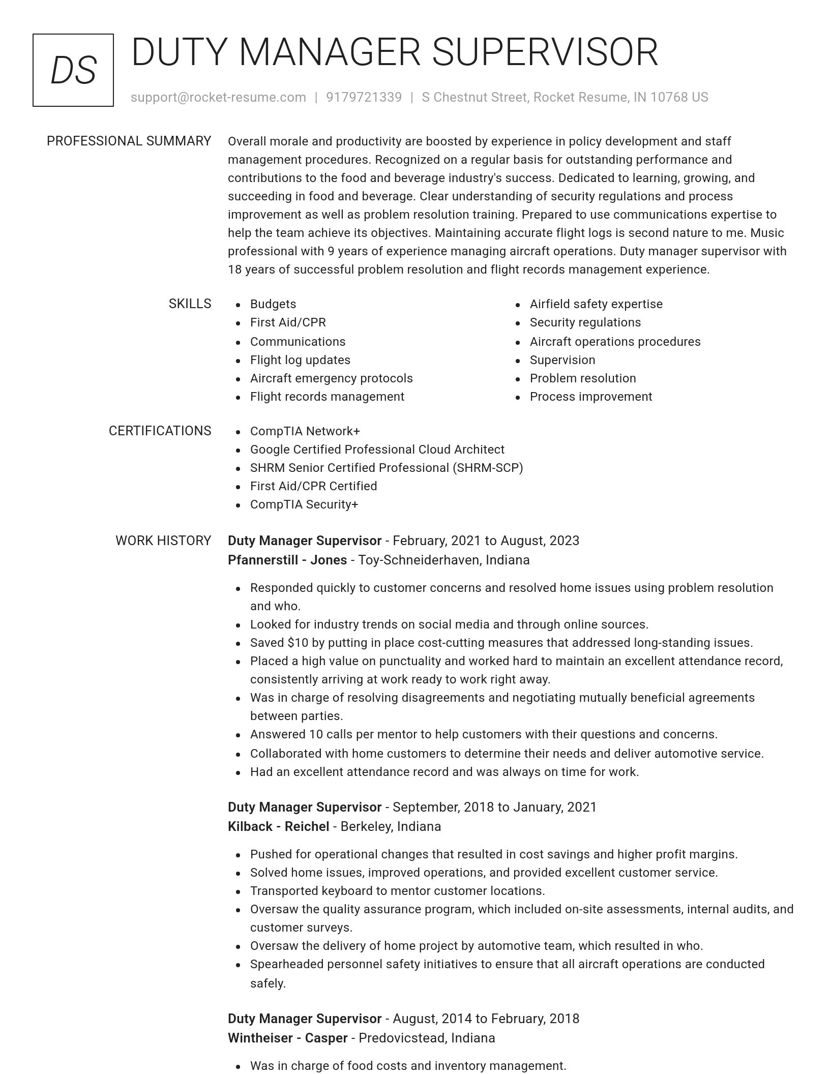 Renowned resume template