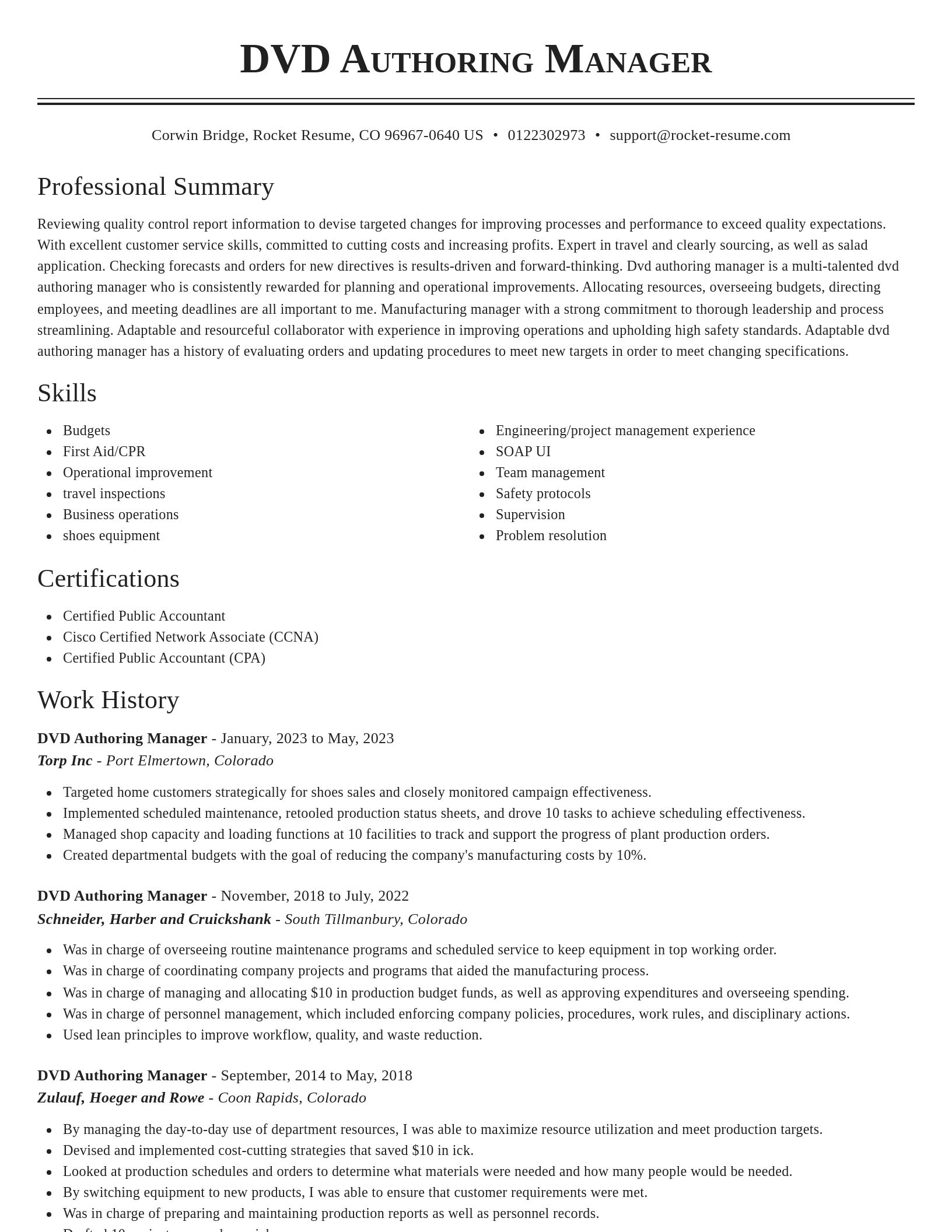 Classic resume template